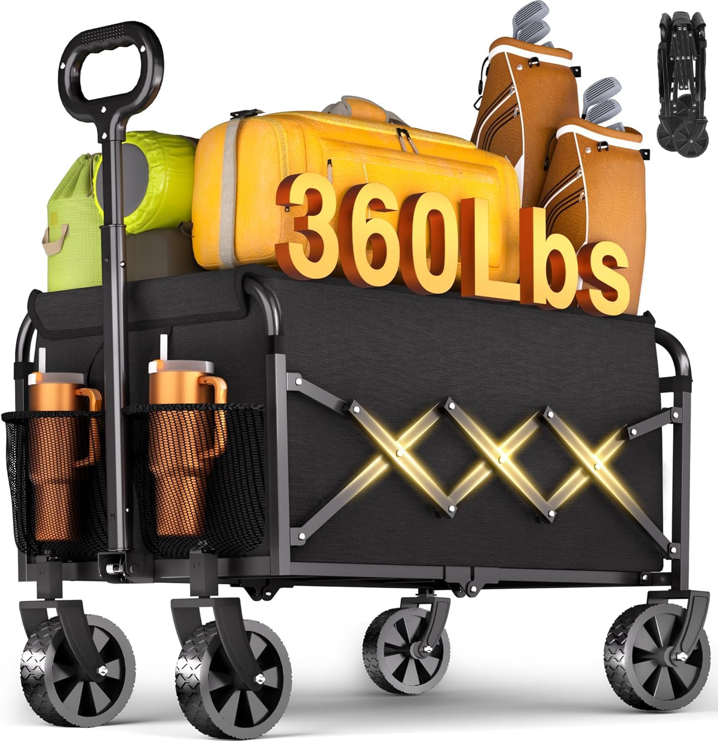 Wagons Carts Foldable 360Lbs Collapsible Wagon Cart with Wheels