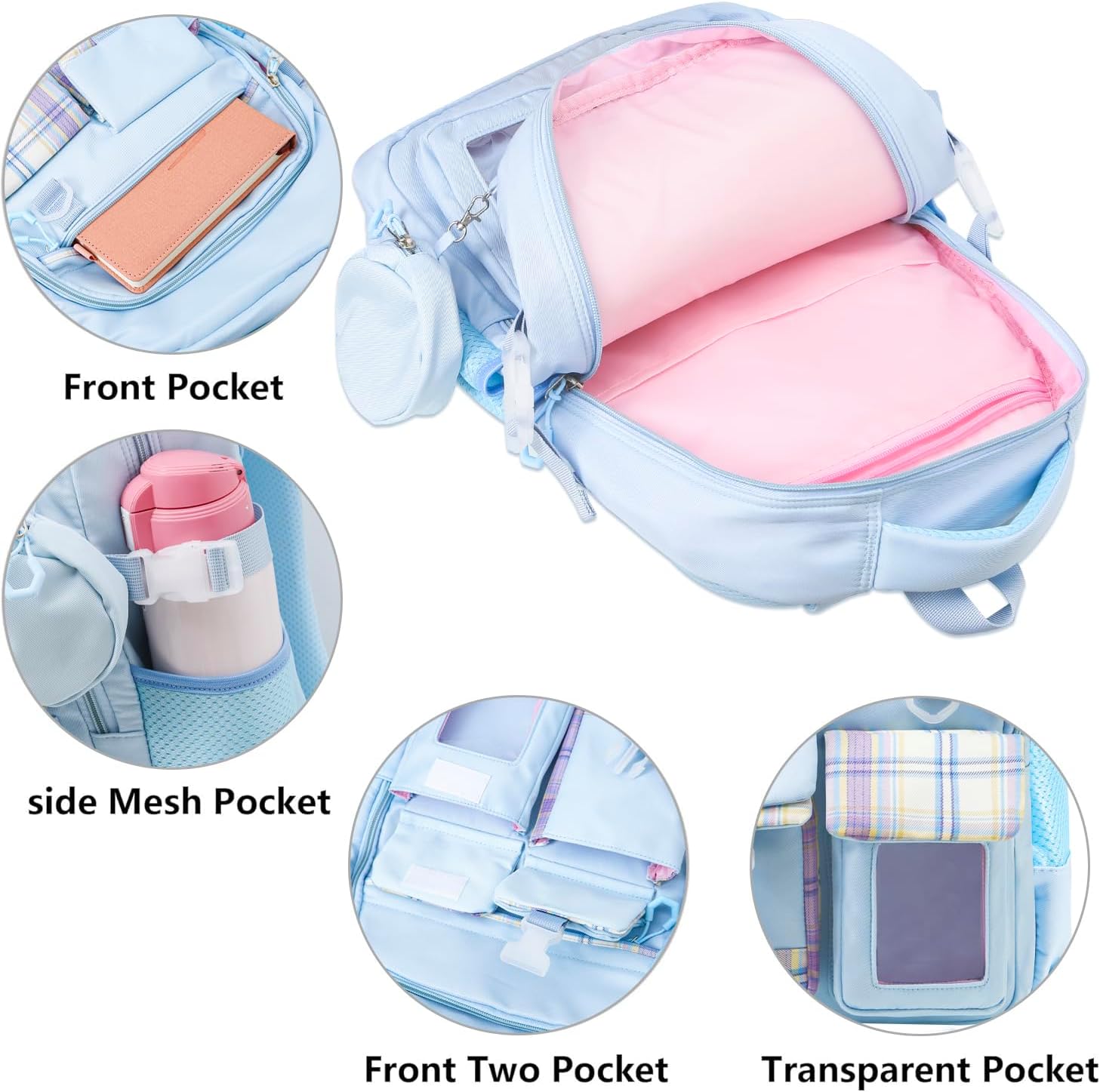 Cute Backpacks for Girls – Cute School Backpack for Kids Ages 4-12, Large Durable Backpack with Padded Shoulder Straps (Blue)