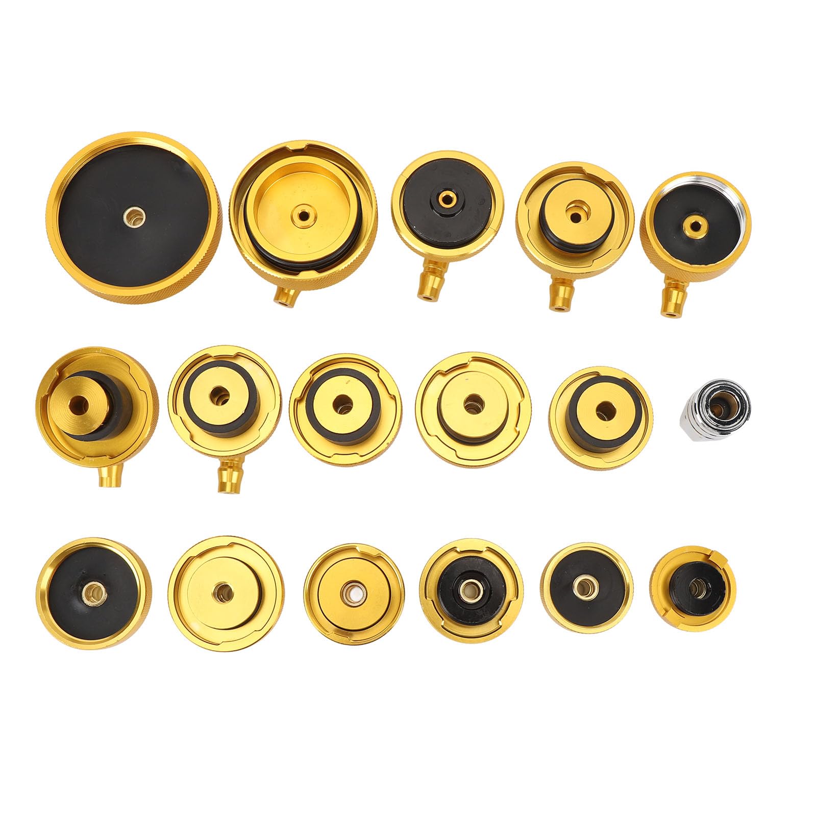 17PCS Remontluchter Adapter Kit, Aluminium Hoofdcilinder Ontluchter Cap Adapter Set, Remvloeistof Ontluchter Adapter Kit voor de Meeste Voertuigen Remvloeistof Bloeden of Bijvullen