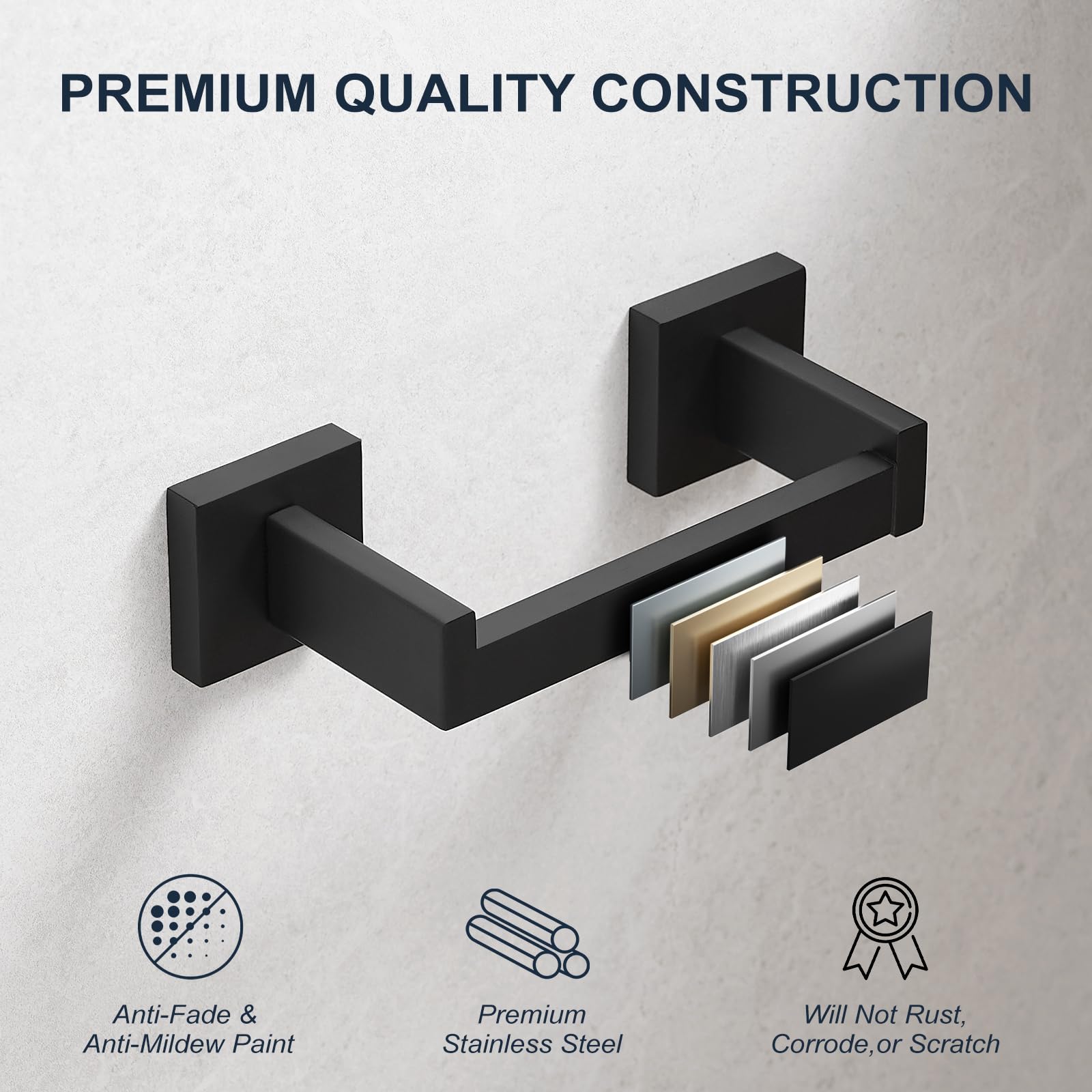 Toilet Paper Holder Wall Mount Matte Black Stainless Steel — Amazon image 5
