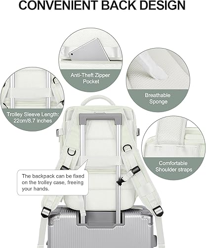 Miniatura 6 de VECAVE Mochila de viaje para laptop, mochila aprobada para vuelos,Mochila deportiva para universidad casual, O-yyblanco-1, Compacto