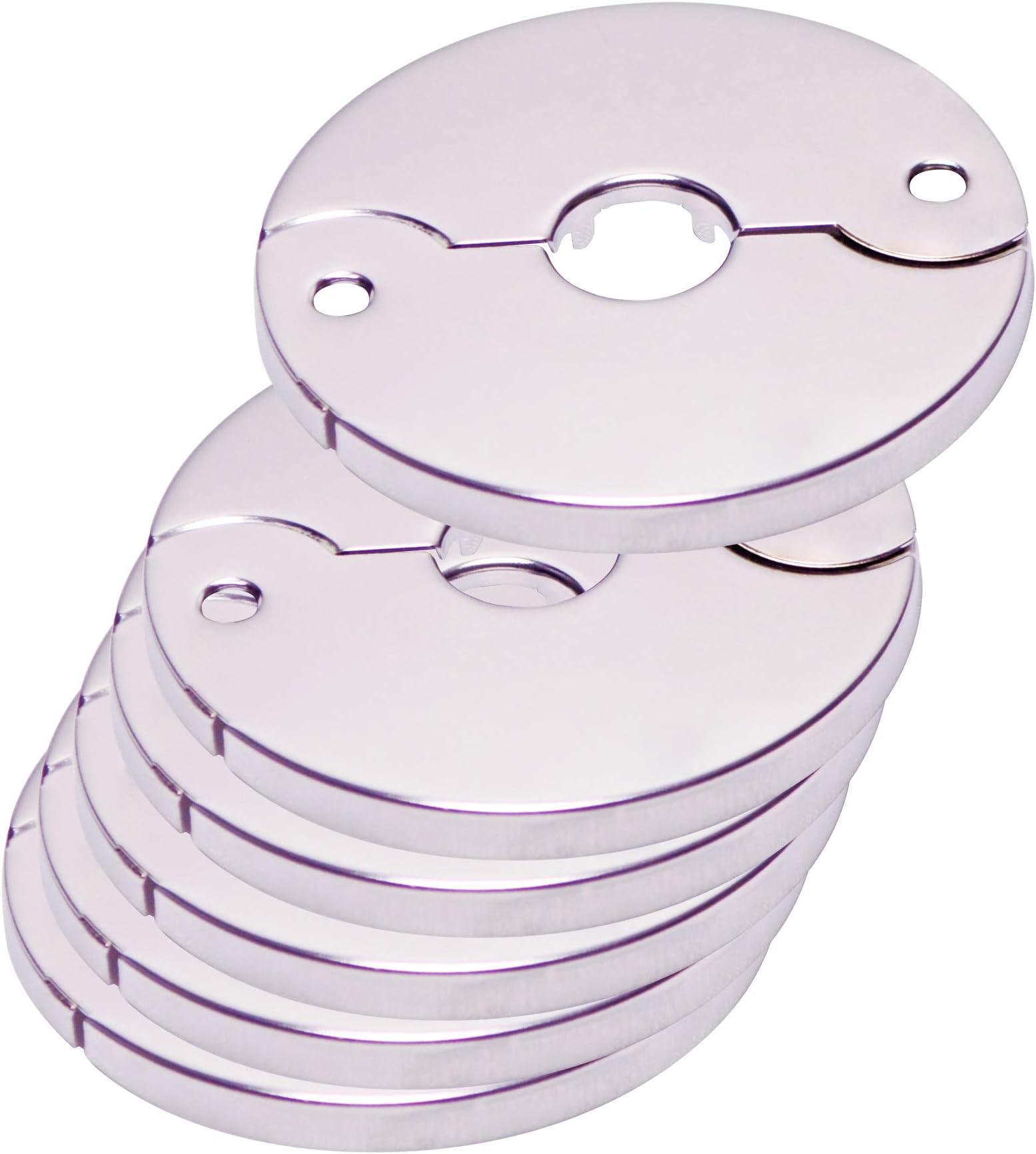 Floor and Ceiling Plate Cover Split Flange Replacement and Repair Kit, Fits 1/2 Inch IPS Galvanized Pipe or 3/4 Inch Copper Pipe, Chrome Finish (Pack of 6)