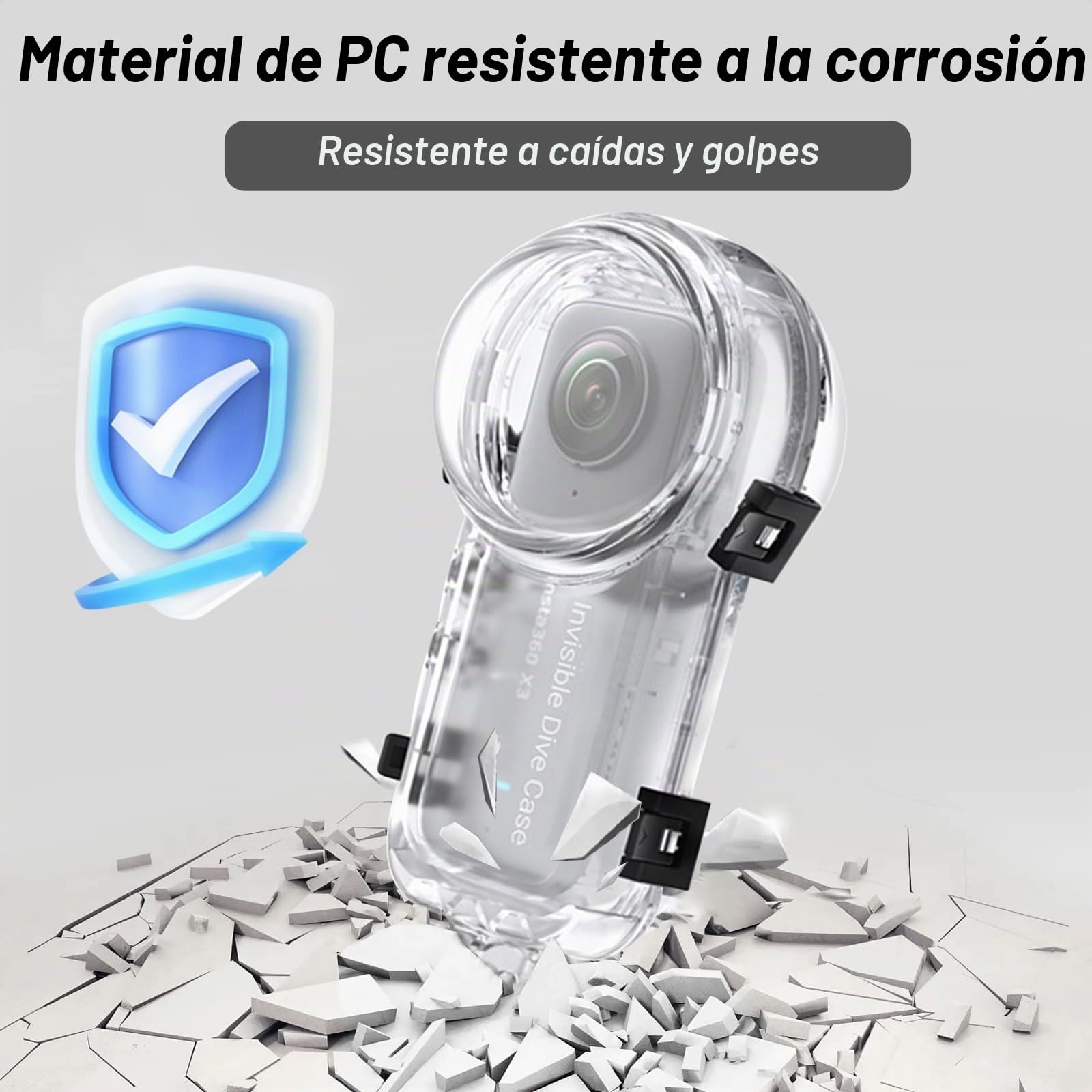 Insta 360 X3 - Funda de buceo invisible, carcasa de prevención de salpicaduras impermeable hasta 50 m (164 pies) para buceo subacuático Insta360 X3 con accesorios de soporte