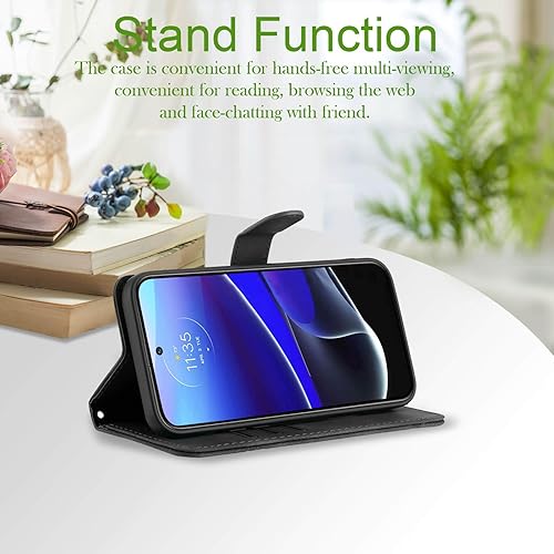 Miniatura 3 de Funda protectora de cuero con soporte para Moto G Stylus 5G 2022 con soporte para tarjetas, correa para la muñeca, protector de cierre magnético, a