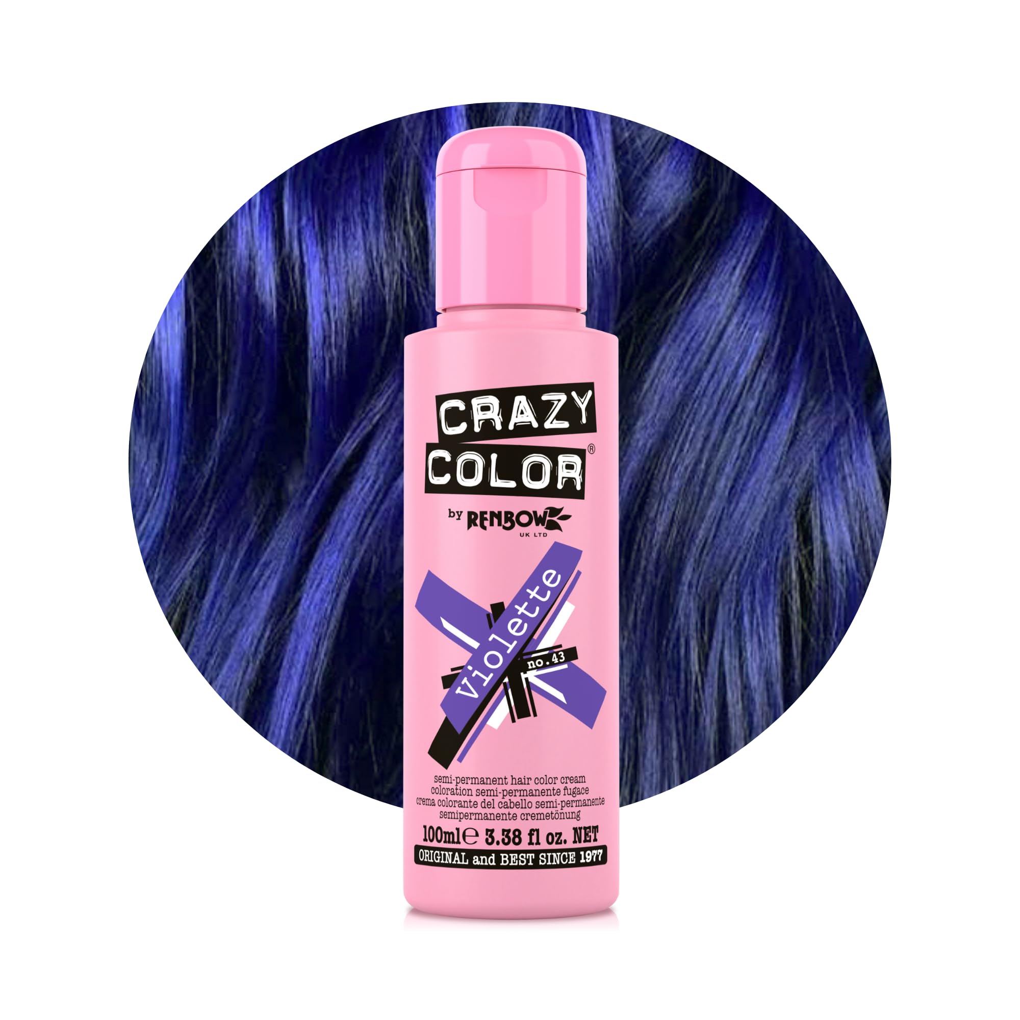Crazy Color Vibrant Violette Semi-Permanent Hair Dye. Highly Pigmented Deep Purple Conditioning & Oil Nourishing Vegan Formula | No Bleach or Ammonia | 100ml