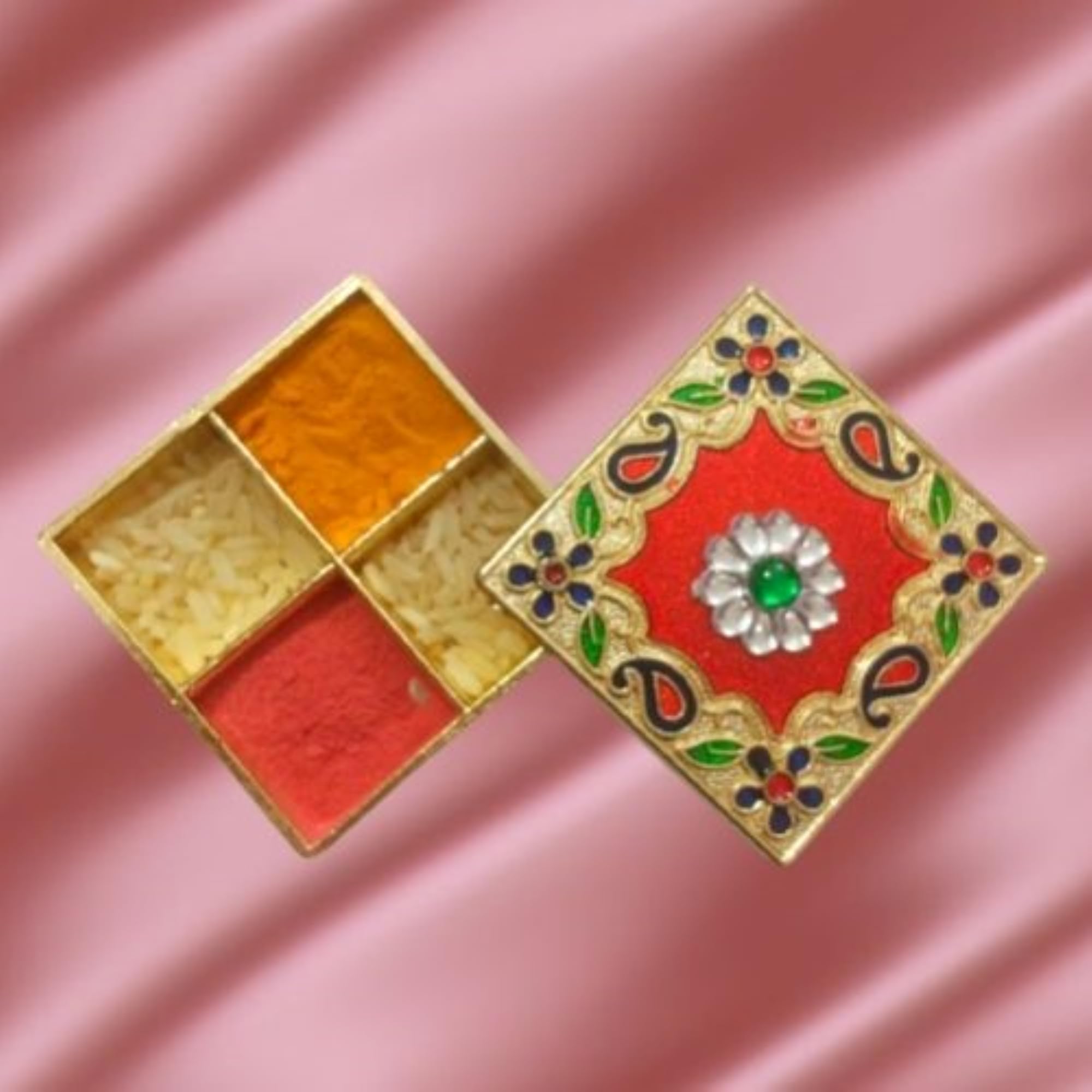 Meenakari Pooja Thali - Haldi Kumkum Holder -1