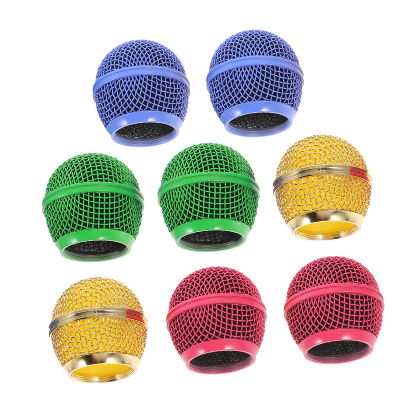 SUPVOX Rejilla de Repuesto para Micrófono Profesional, Paquete de 8 Unidades (2 Doradas, 2 Rosa, 2 Verde, 2 Azul Claro), Malla Metálica Compatible para Micrófonos Inalámbricos Grabación