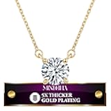 Crystal Solitaire Necklace - 14K Gold/White Gold Plated with CZ Pendant, Minimalist Dainty Charm, Trendy Everyday Silver, Gold Necklace, Clear Crystal - 15