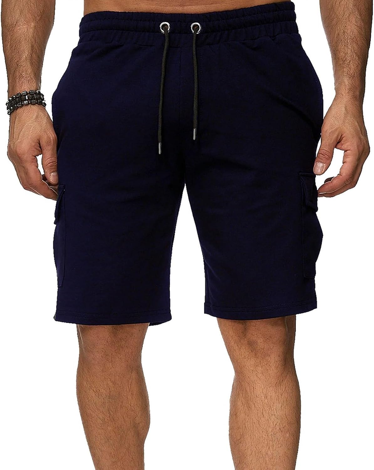 Maiyifu-GJ Men's Casual Cotton Athletic Shorts Summer Hiking Cargo Shorts Drawstring Elastic Waist Jogger Short Pants