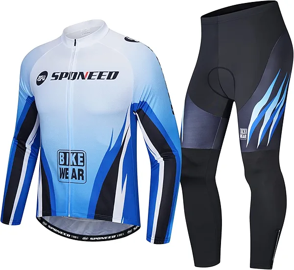 Men's Cycling Cothing Sets Long Sleeved Bicycle Jersey and Pants Kits Road Bike Cyclist Wear