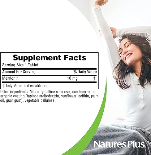 Miniatura 4 de NaturesPlus Melatonina 10 mg - 90 tabletas de acción rápida - Promueve un sueño saludable - Vegano, sin gluten - 90 porciones
