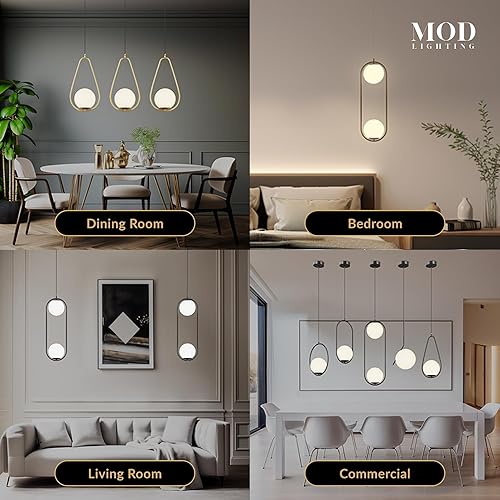 Miniatura 4 de Jewels & Pearls Nordic Modern - Lámpara de techo regulable, perfecta para cocina, comedor, sala de estar y dormitorio, luz LED, 1 unidad (negro,