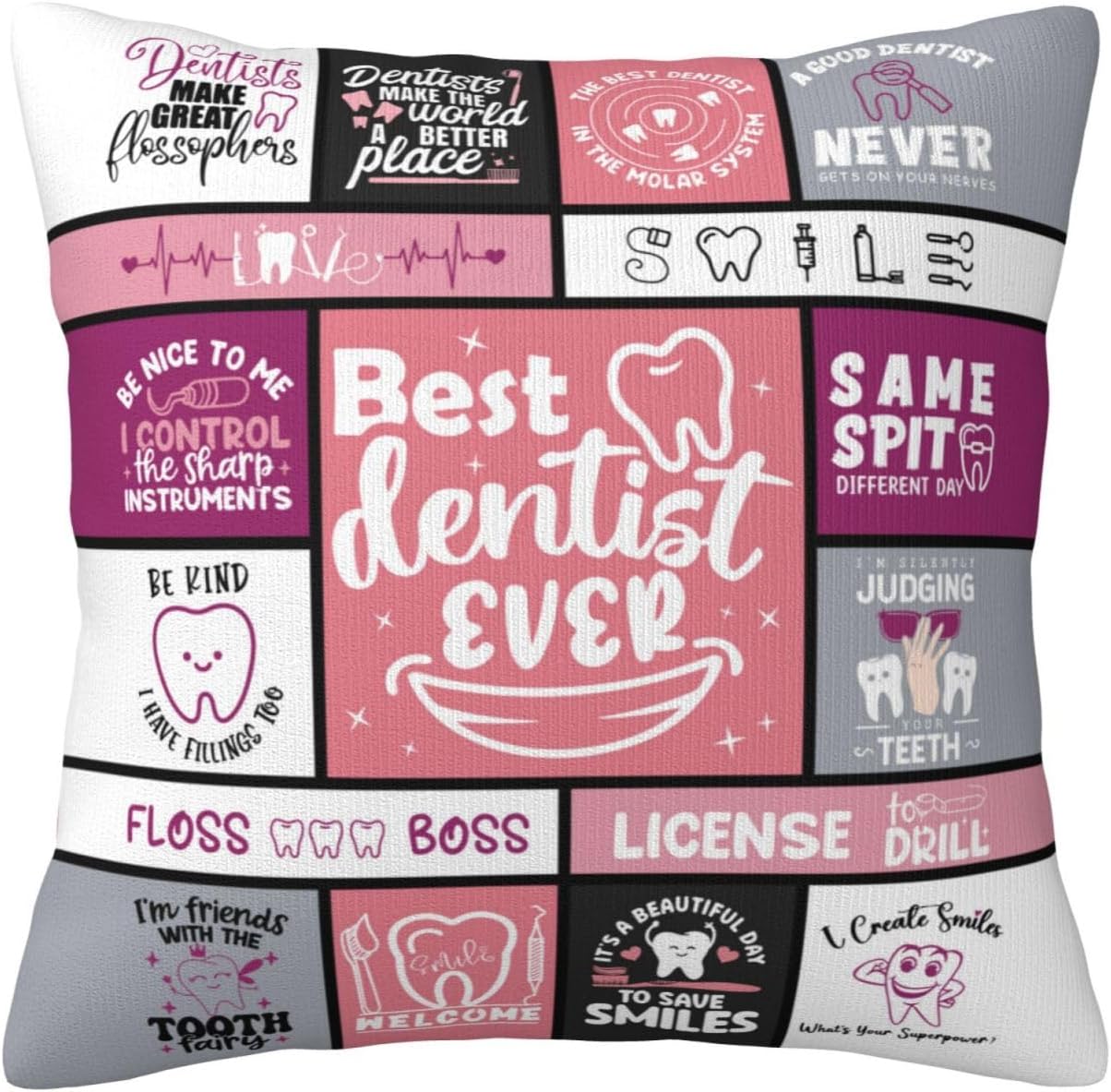 Dentist Gift, Dentist Appreciation Gifts, Dentist Graduation Gift, Best Dentist Gifts for Women, Gifts for Dentist, Polyester, 18" x 18" Flesh Pink-Dentist, Letter Print, Dental Theme