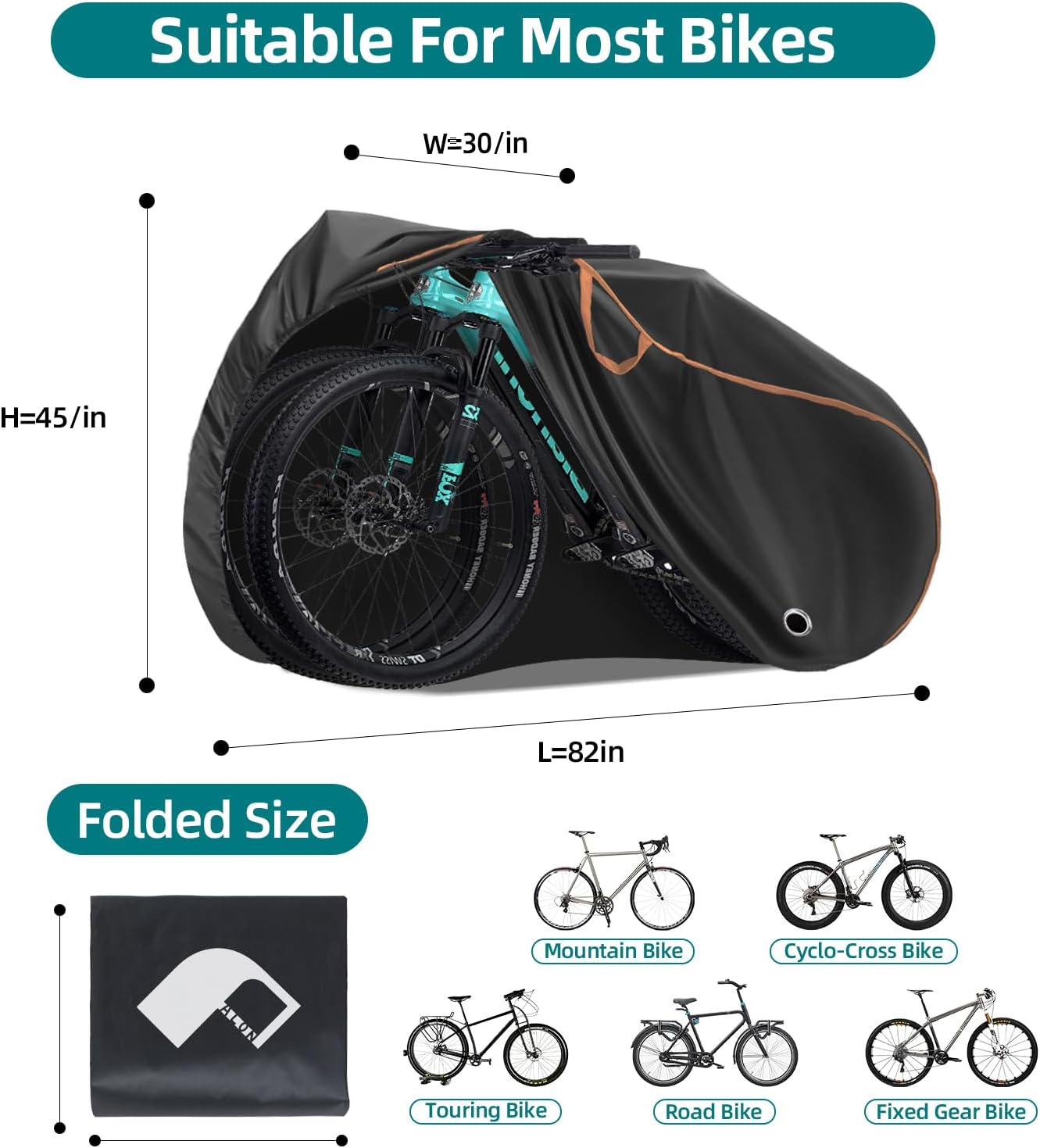 PALON Bicycle Cover for 1-3 Bikes, Outdoor Waterproof, Sun Protection, Heavy Duty Bike Cover with Lock Hole, Electric Bike Cover