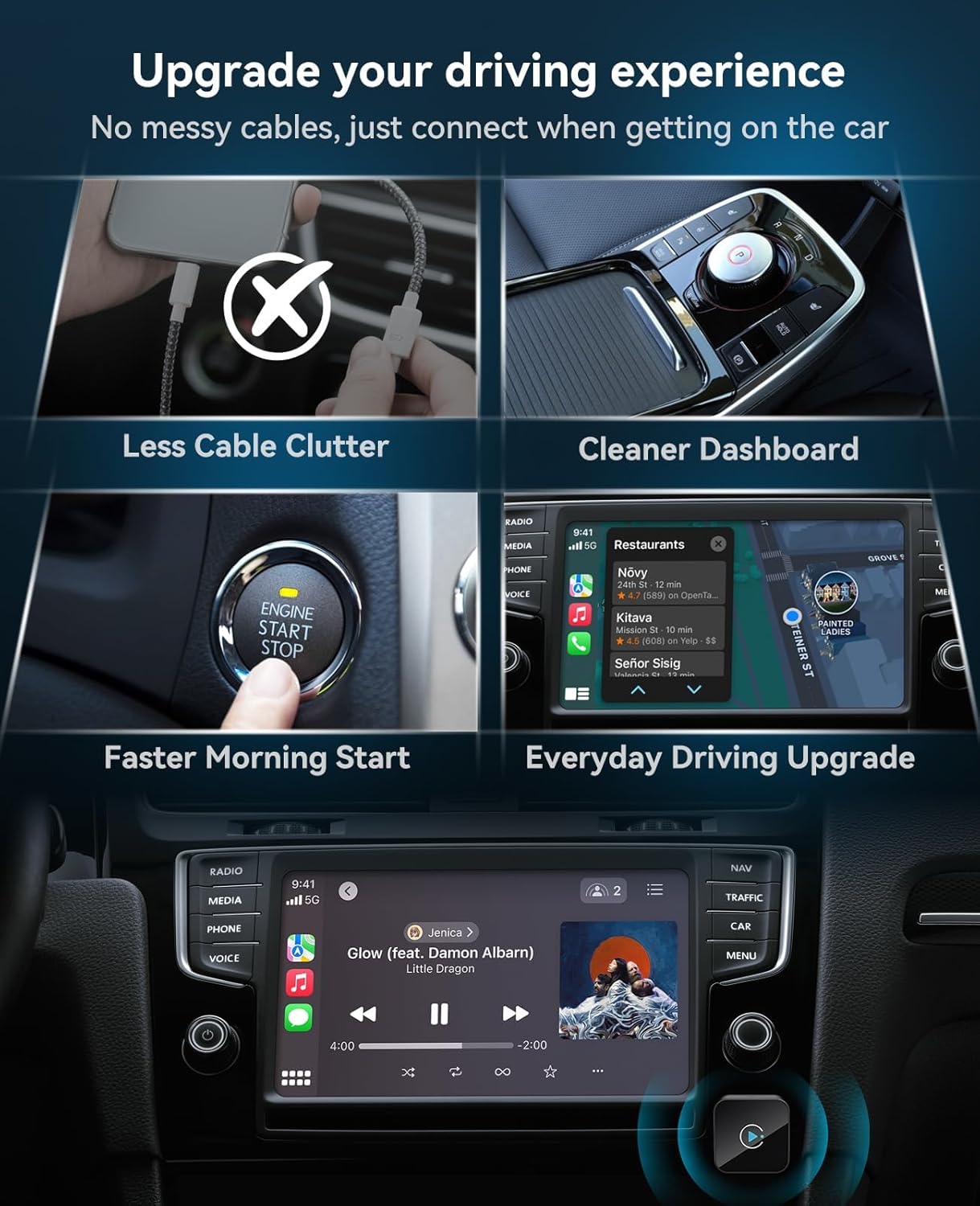 Wireless CarPlay Adapter 2 in 1 2026 Upgraded for Factory Wired CarPlay, Car Play/Android Auto, Auto-Reconnect Wired to Wireless Dongle No-Lag, Plug-and-Play, 5GHz WiFi, Bluetooth 5.3 USB-A & USB-C 4 71MvhnImPwL. AC SL1500