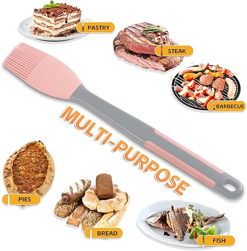 Miniatura 6 de Cepillo de silicona para untar para parrilla, cepillo extra largo de silicona para asar 2 pulgadas de ancho, cepillos resistentes al calor, aceite