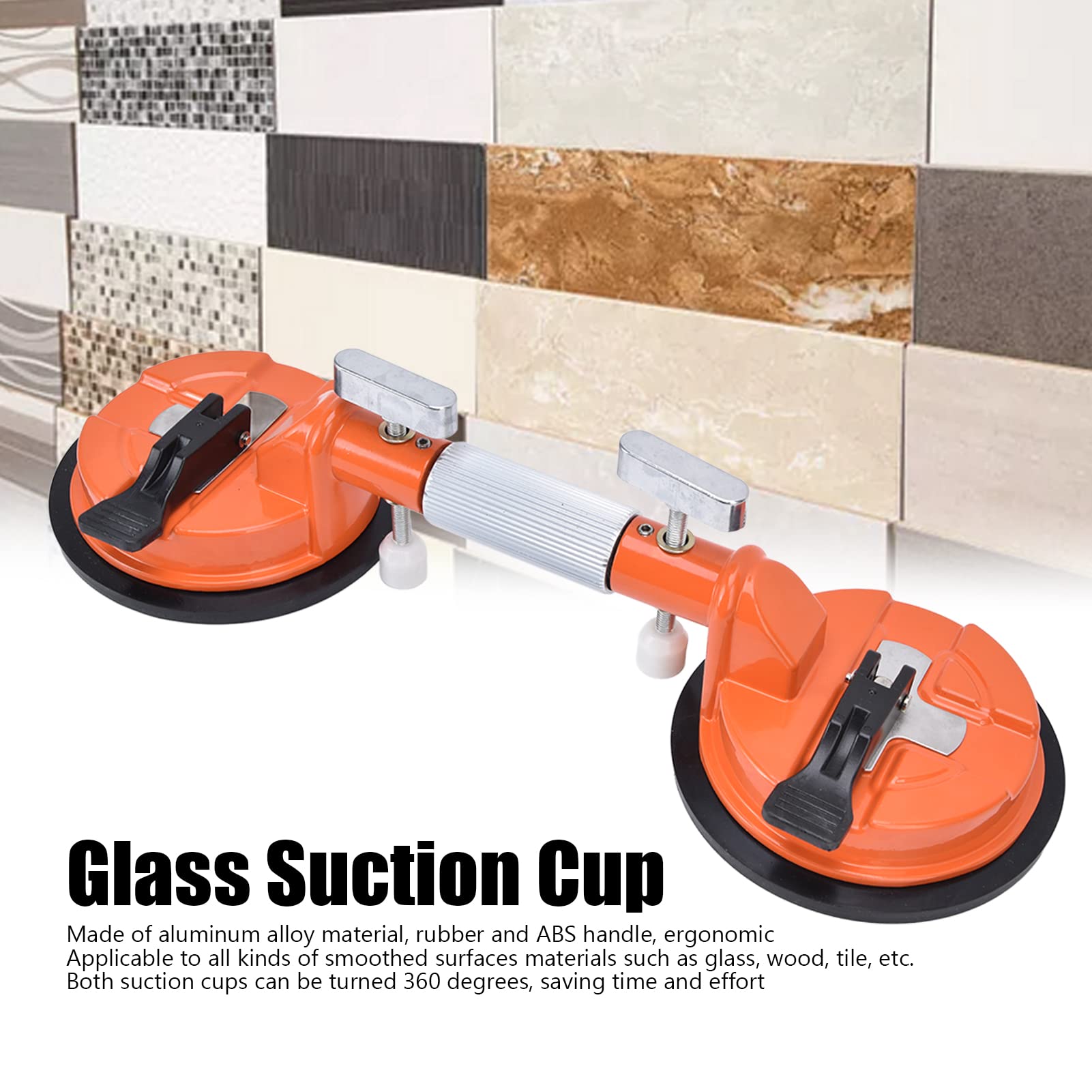Yomiyuyr Heavy Duty Vacuum Suction Cup, 360 ° Rotating Suction Cups for Glass, Tile, and Wood, Sturdy Aluminum Alloy and ABS Handle, Labor Saving, Safe for Use