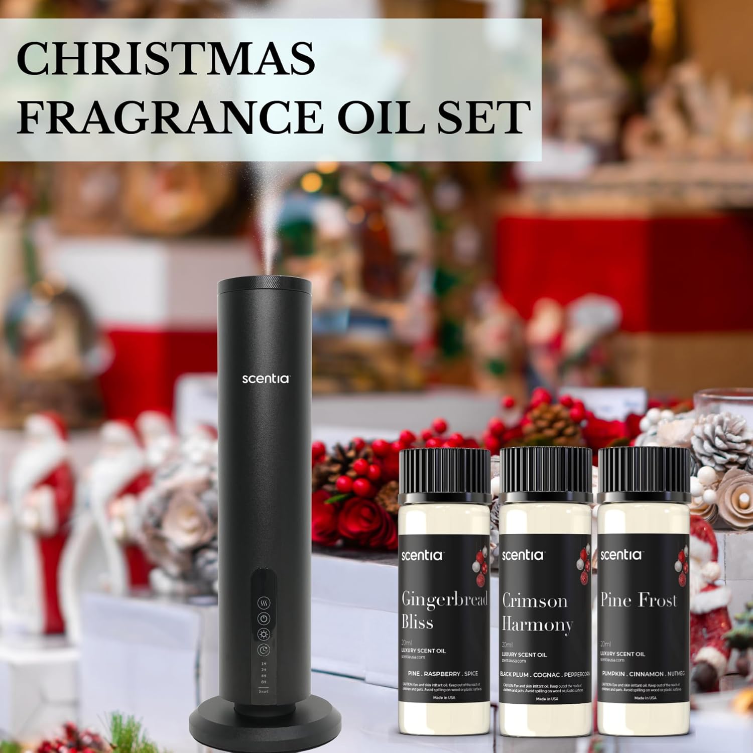 Scentia Fragrance Oil Set for Diffusers & Candle Making – Forest Fresh Pine, Bright Citrus Woods & Warm Gingerbread Bakery – 3 Aromatherapy Scents, 20ml DIY Craft Gift Set, Made in USA - Image 6