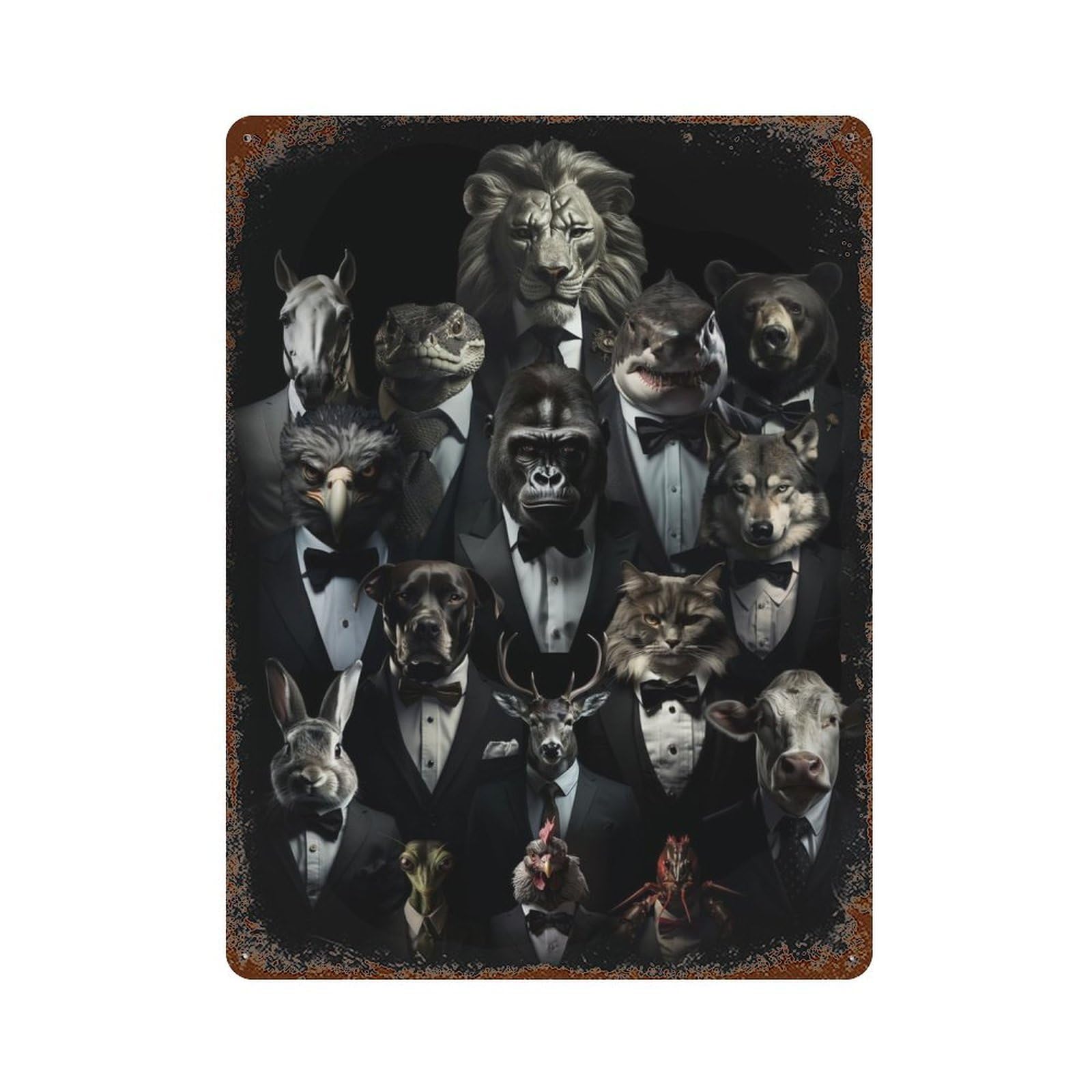 Garage Style Dapper Jungle Rusty Metal Tin Sign 15.7"x11.8", Farmhouse Wall Decor for Bar And Workshop