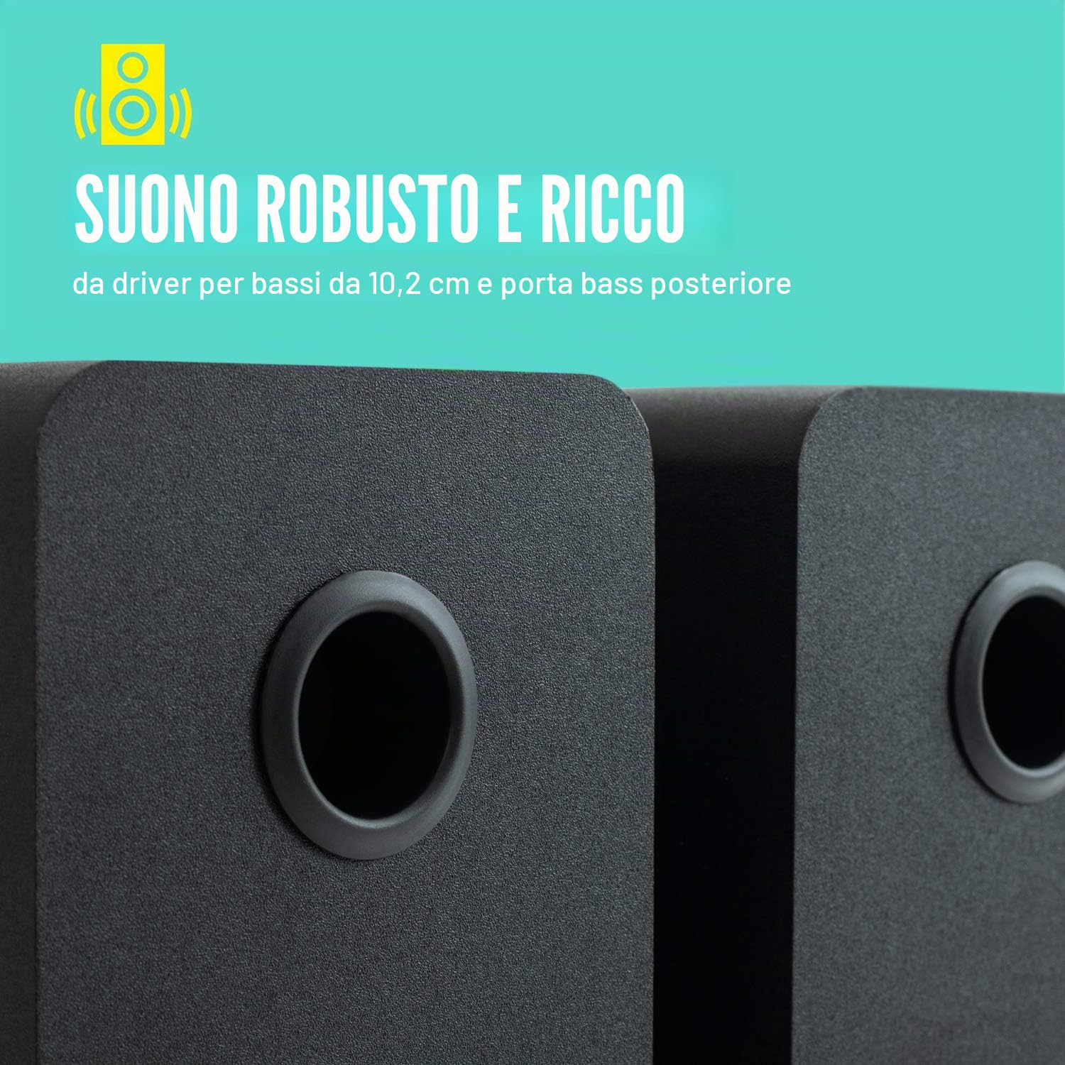 JAM Bluetooth Due Casse da Scaffale, Compatte, Alimentate a Rete, Ingresso AUX, per Giradischi Wireless, Driver 4", Amplificatori Alta Definizione, Bassi Più Ricchi, Acustica Più Nitida, Neri