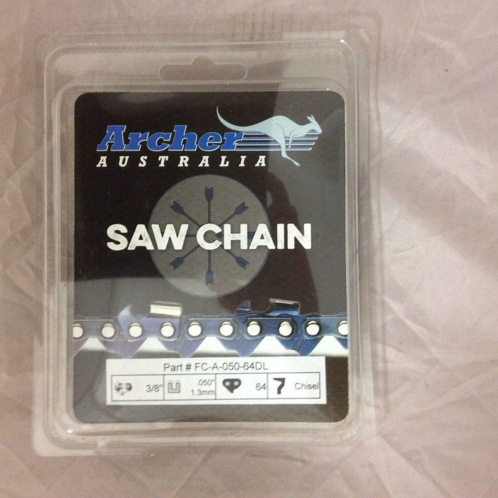 Archer 42" Chainsaw Chain - 3/8" Pitch Full Chisel Skip-Tooth, .063 Gauge, 136 Drive Links