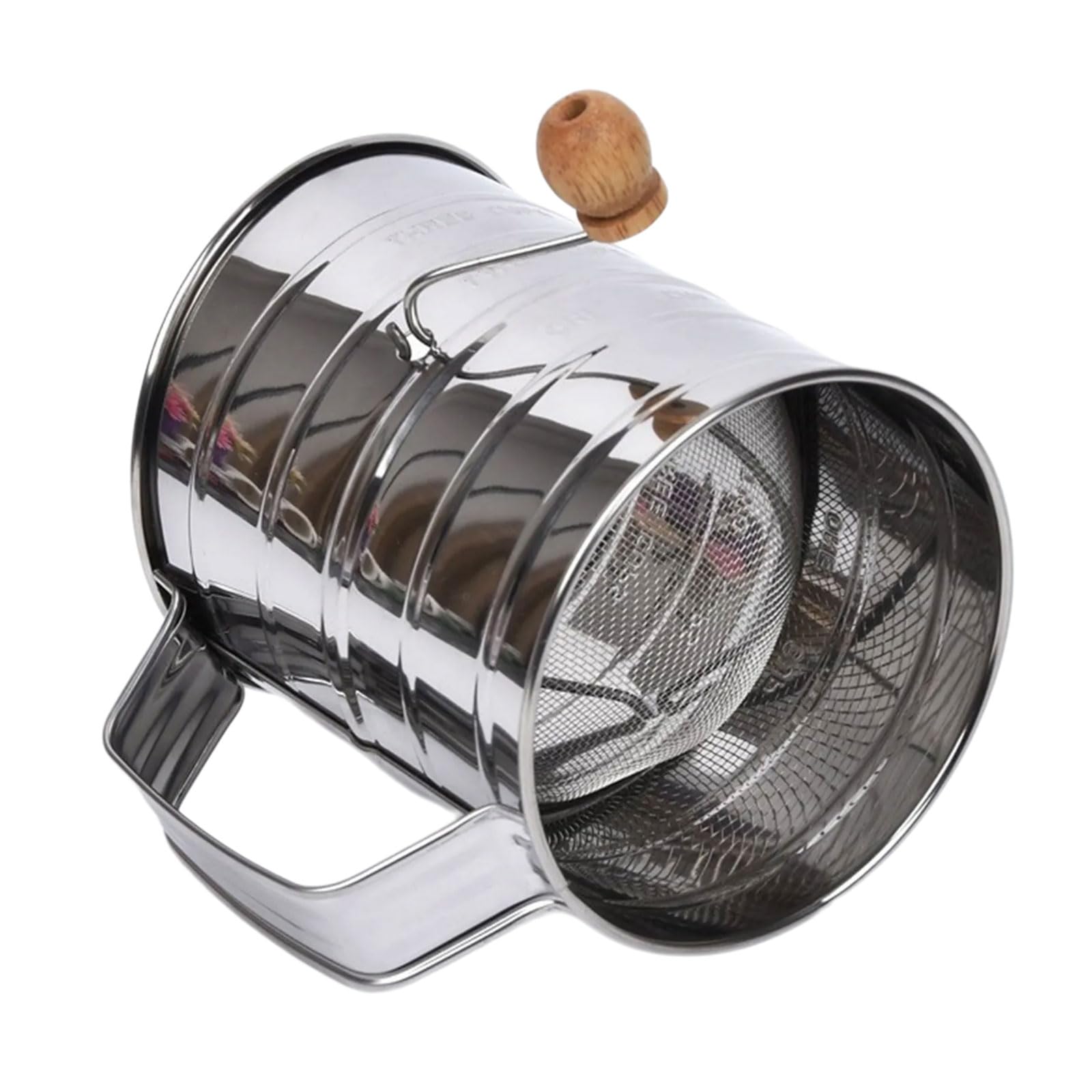 Xinsheinelry Lasting Manual Flour Sieve for Baking Powder Sifting Built in Measuring Scale Rustproof Stainless Steel Design Heavy Duty Baking Sifter with Handle