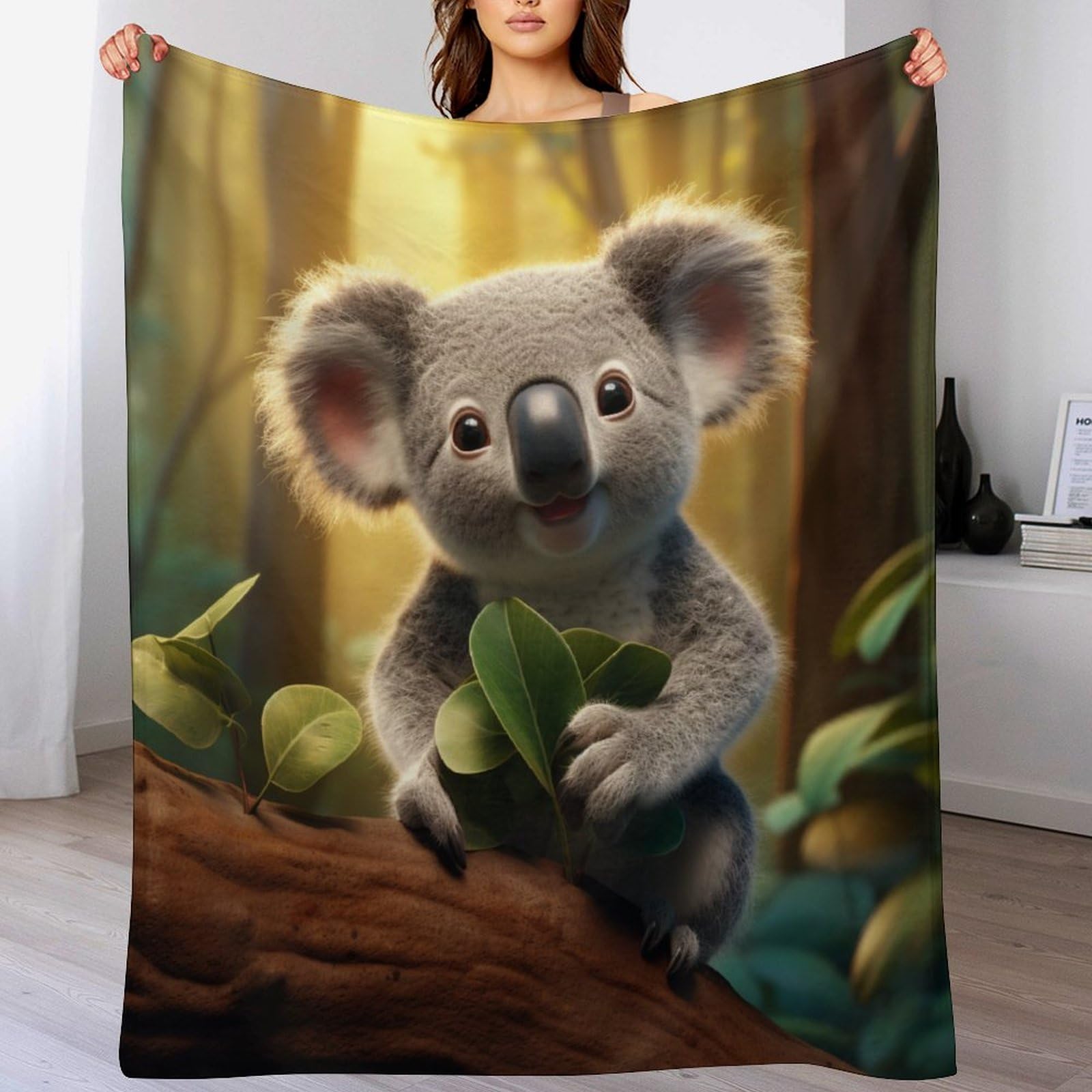 Couverture Polaire Koala en Flannel Moelleuse pour Lit et Canapé de 130x180cm