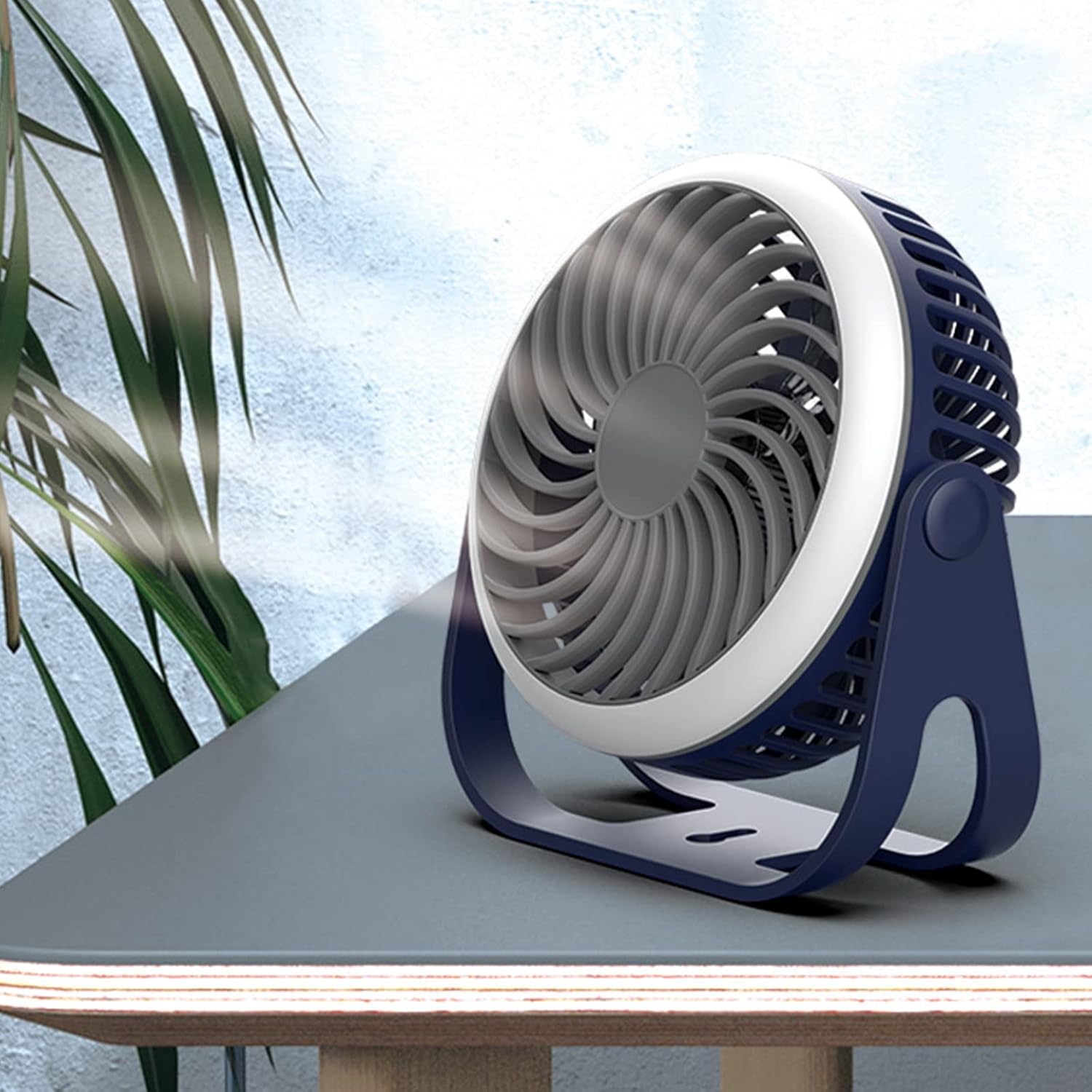 USB Rechargeable 3 Speed Desk Camping Fan With LED 2000mAh Powerbank Personal Fan For Outdoors Home Office Three-speed Fan