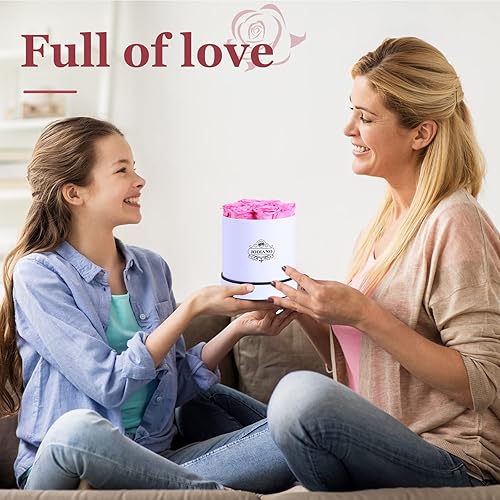 Miniatura 6 de Jodiano Flores preservadas en una caja rosas reales rosadas de larga duración regalo de cumpleaños para su aniversario día de la madre día de San