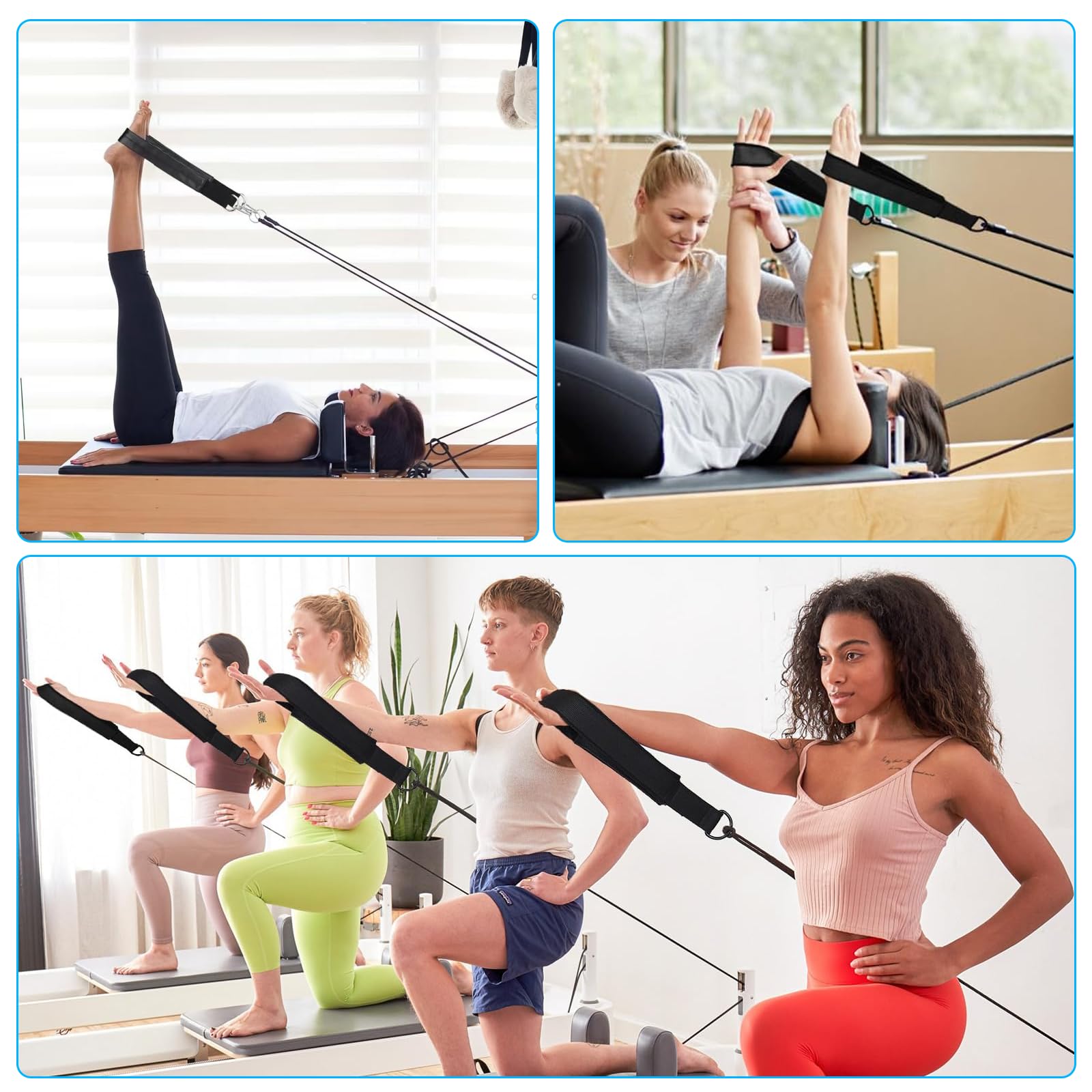 2 Pièces Sangles De Pilates, Sangle Musculation à Double Boucle, Épaisseur Confortable Avec Anneau En d, pour Bande De Resistance Musculation, Entraînement à Domicile, Sangle De Tirage