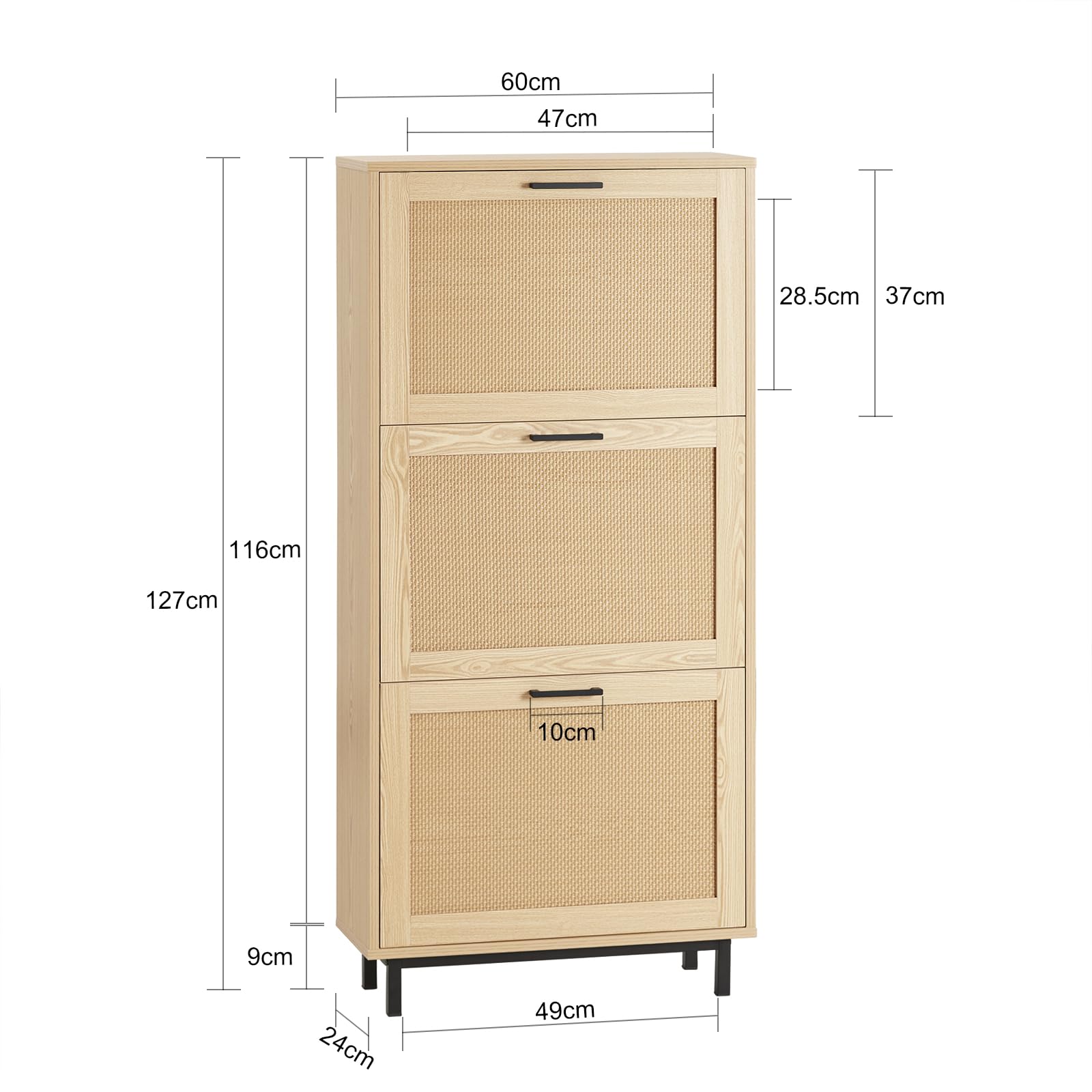SoBuy FSR155-N Komoda na Buty Szafka Ławka na Buty przedpokój Stojak Stół Konsolowy 3 klappy149 x 24x 127cm