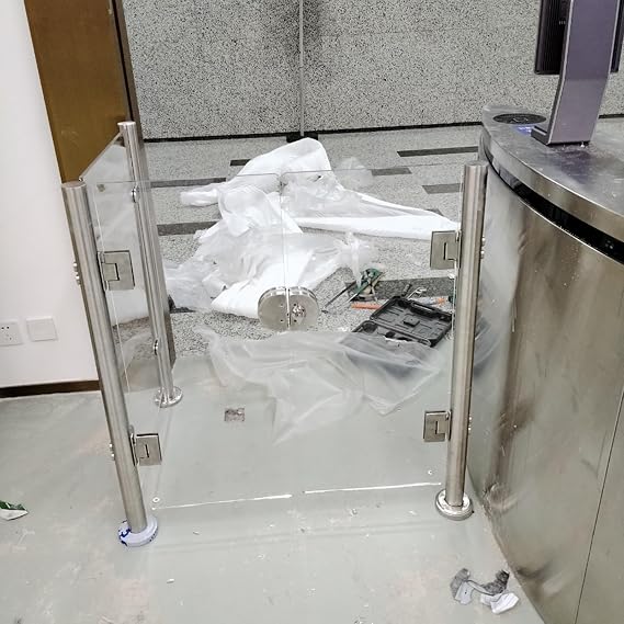 Universal Acrylic Supermarket Entrance Barrier Rotating Metal Guardrail for Warehouse Aisles 120x98cm Safety Turnstile for Store Access Control