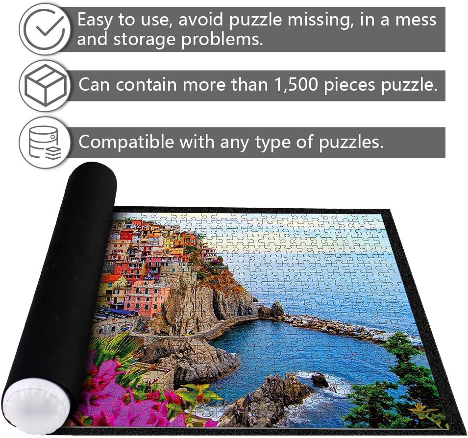 3 otters Jigsaw Puzzle Mat, Jigsaw Storage Felt Mat Jigsaw Puzzle Mat Roll Up Children Adult Puzzle Accessories Suitable for 300,500,1000,1500PCS Puzzle