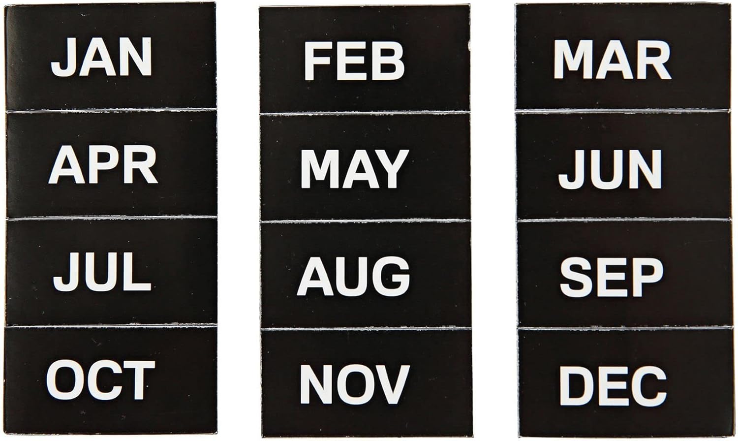 MasterVision Interchangeable Magnetic Board Accessories, Months of Year, Black/White, 2 x 1, 12 Pieces