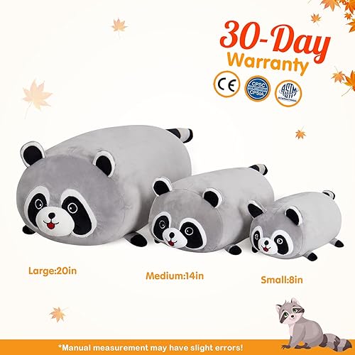 Miniatura 2 de Almohada de peluche de mapache de 8 pulgadas, juguetes de almohada de felpa para día especial, regalos de cumpleaños para niños y niñas, color gris