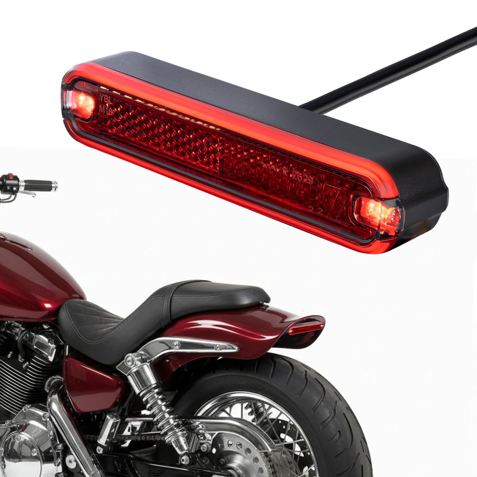 evermotor Luce Freno con Fanale Posteriore LED Moto, 6-12V, IP67 Impermeabile, Cavo 900mm, M18, Certificato CE e Omologato StVZO, Facile Montaggio per Moto, Biciclette ed E-Bike