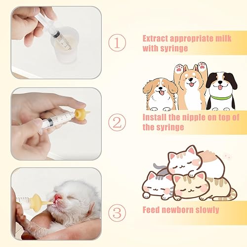 Miniatura 4 de Mini biberón para mascotas y jeringas con pezones para gatos pequeños, perros, gatitos, cachorros, conejos, animales pequeños, ardilla (modelo 5)