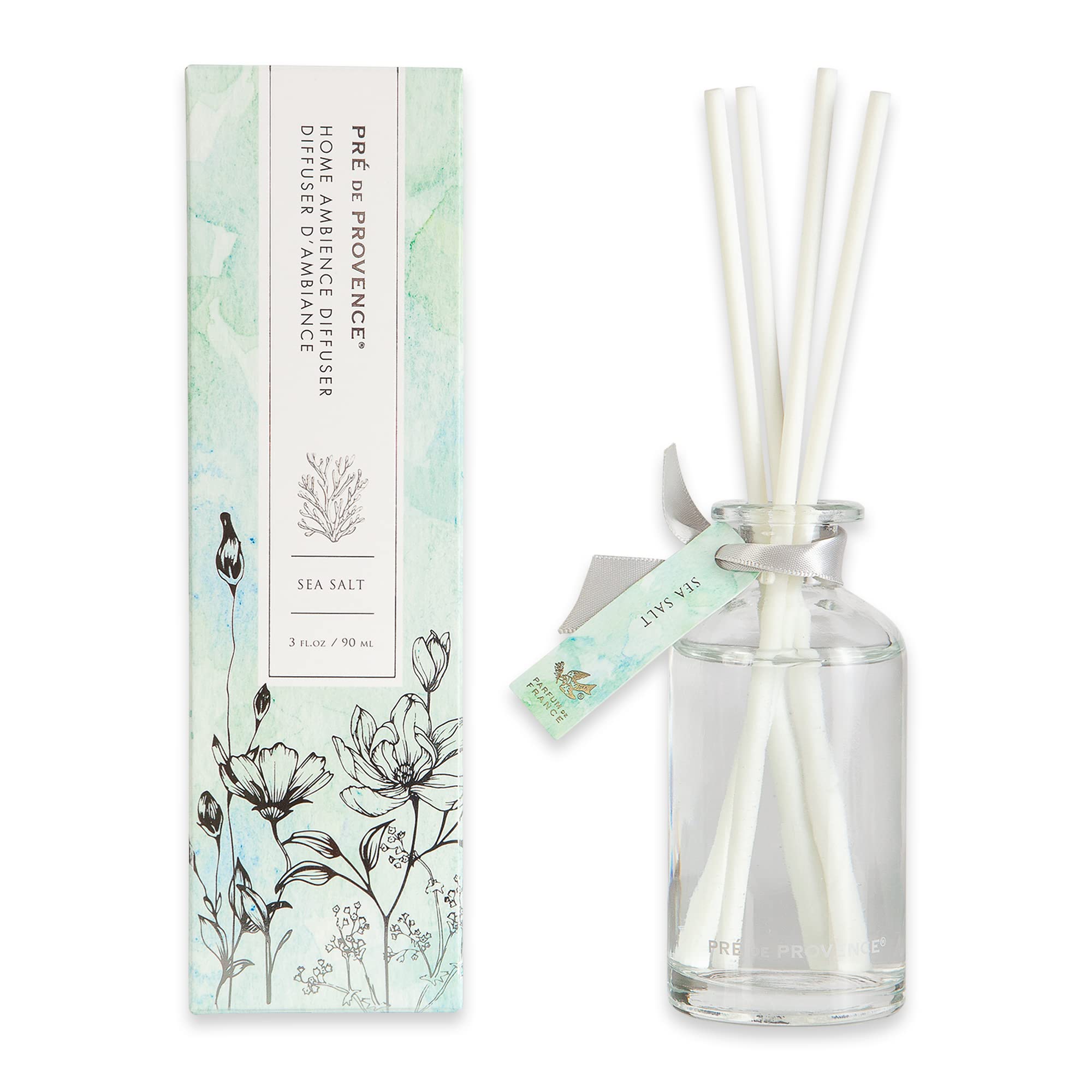 Pre de Provence Heritage Home Fragrance Collection Gentle Scents for Every Room, Reed Diffuser, 3 Fl oz, Sea Salt