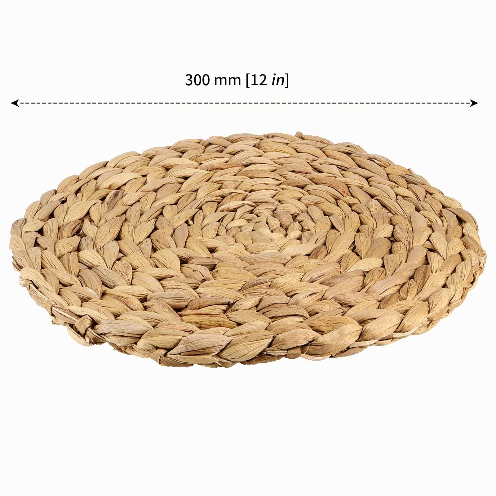 MANCHAP Confezione da 10 tovagliette rotonde in tessuto di giacinto d'acqua da 30 cm, tovagliette rotonde naturali da 30 cm, grandi tovagliette in vimini fatte a mano per tavolo da pranzo