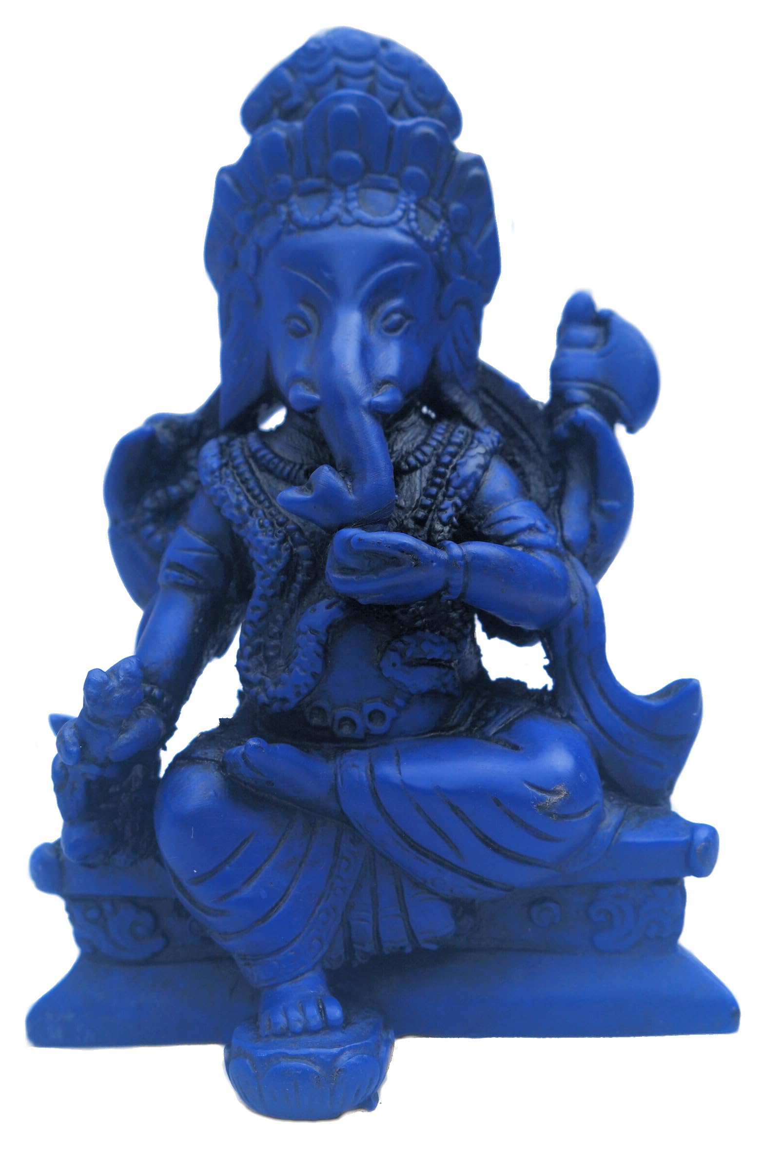 Blue Sitting Ganesha Statue Home and Alter, Ganesha Statue for Home Decor, Small Ganesh Statue, Hand Painted by Himalayan Artisan in Nepal