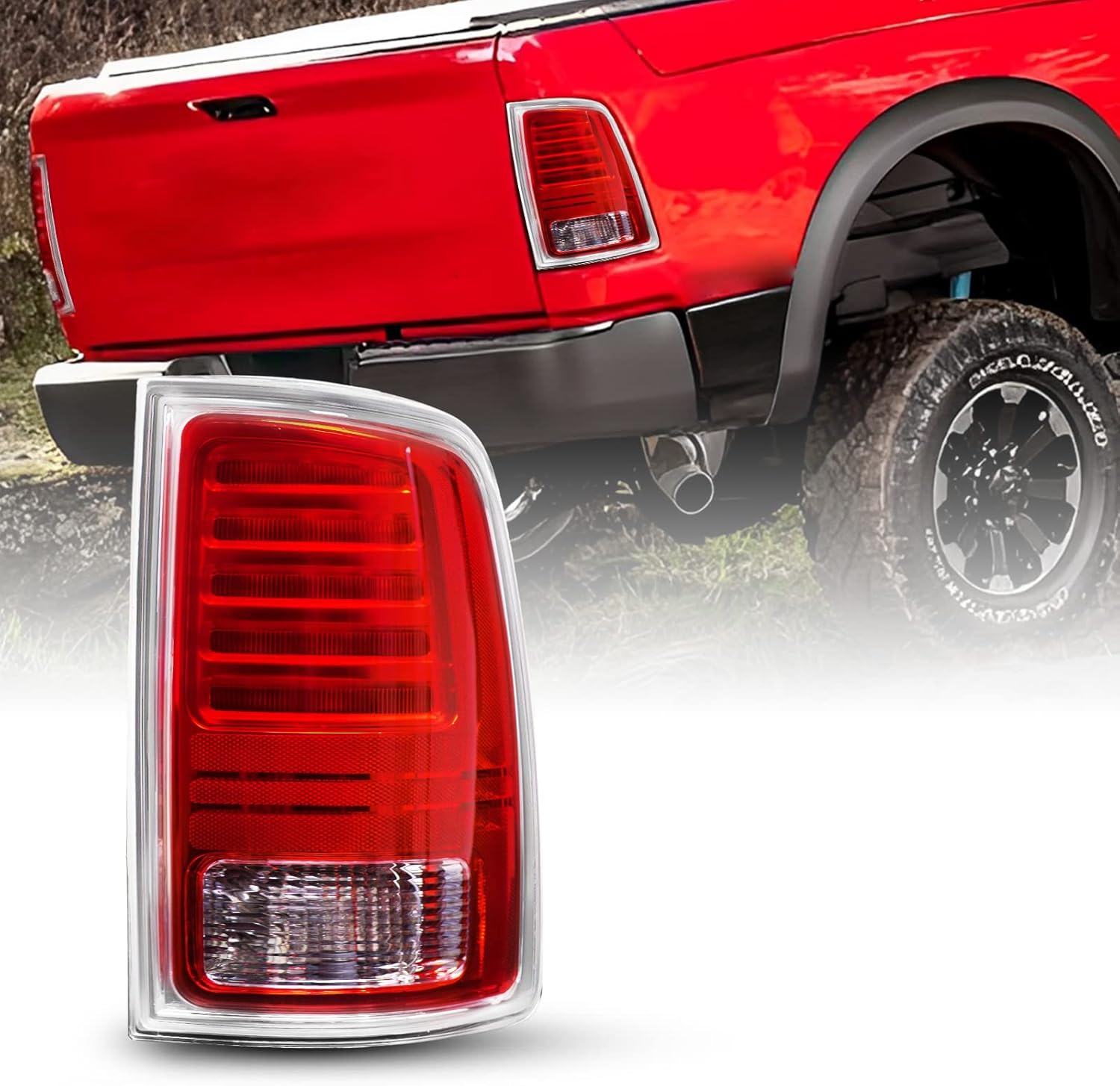 AUTOONE RAM Tail Light Assembly with Original LED bulbs for 2013-2018 1500 2500 3500 Premium Type, 2019-2022 Classic Ram Rear Lights Assembly, Passenger Side(RH) Black