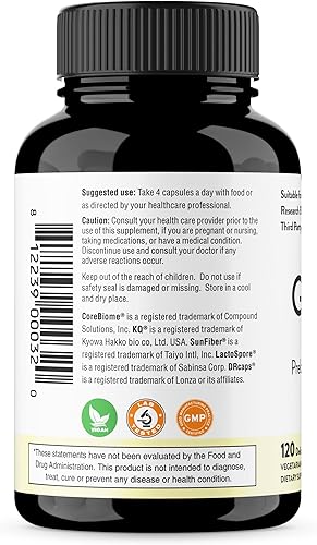 Miniatura 2 de Sandhu's Preboitic Health Corebiome y L-Glutamina Probiótico Preboitic Health Apoyo para la salud intestinal 120 cápsulas