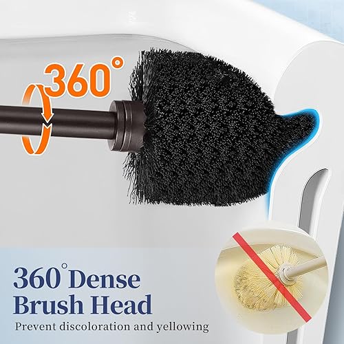 Miniatura 3 de Toilet Bowl Brush Holder Set 2 Pack Modern Deep Cleaning Bathroom Toilet Scrubber with Caddy for rv - Rim Decorative Accessories Cleaner Brushes for