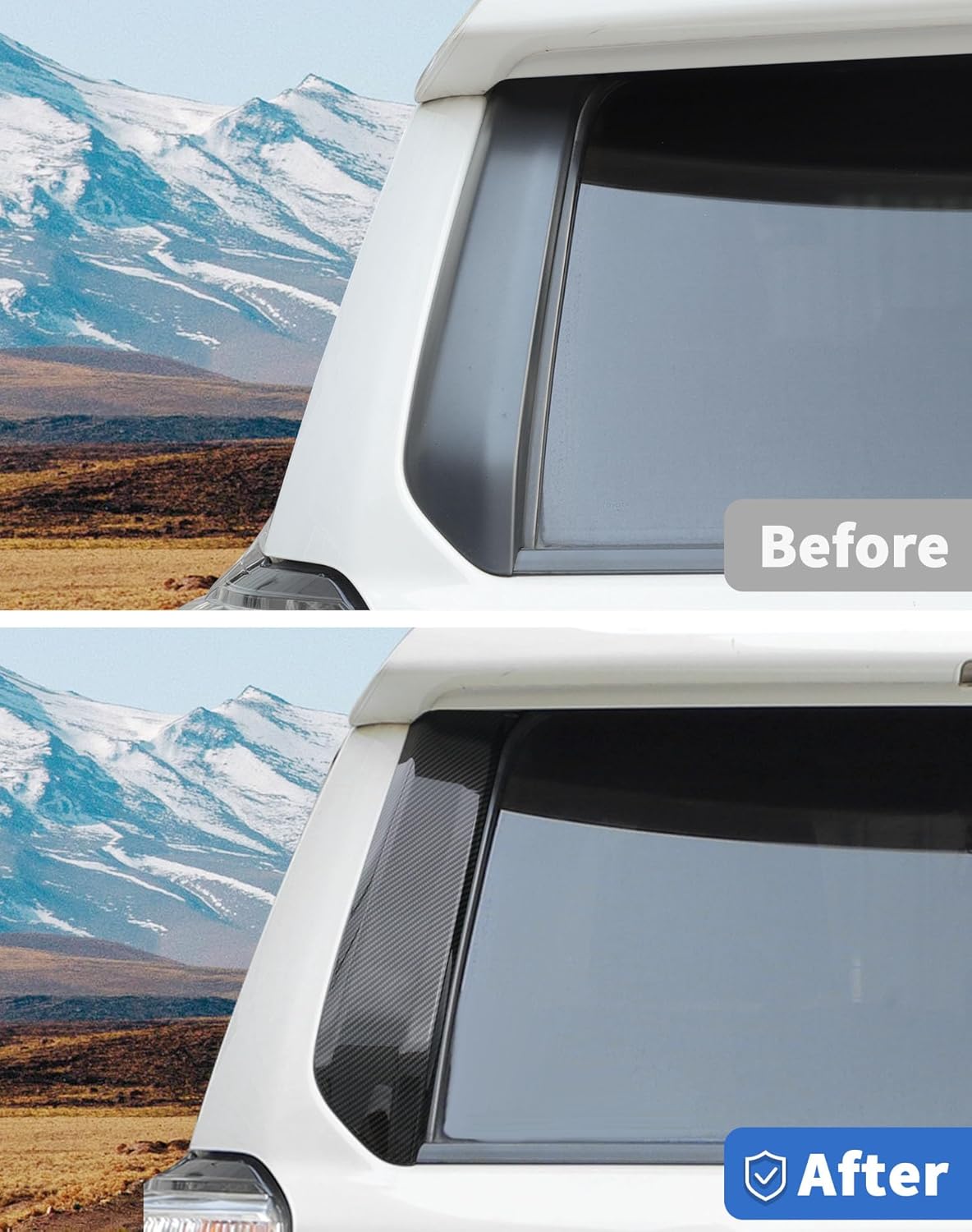 for Toyota 4Runner Rear Tailgate Window Pillar Molding Panel Decor Cover Trim Fit for 2010-2023 4Runner Exterior Accessories, Carbon Fiber