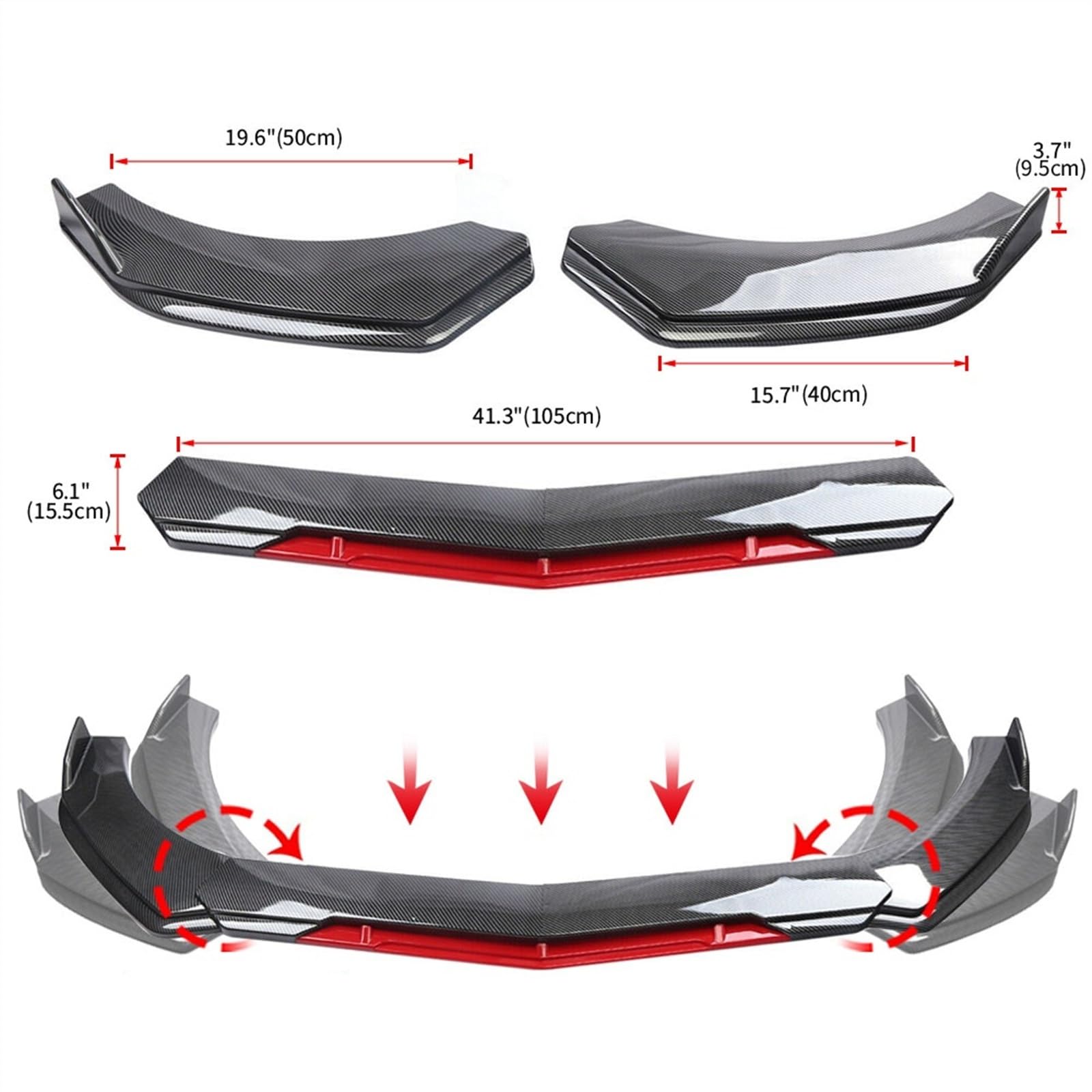 Minigonne Laterali Auto Universali 120 Cm - Splitter In PP Nero Lucido Per Paraurti - Foto 4