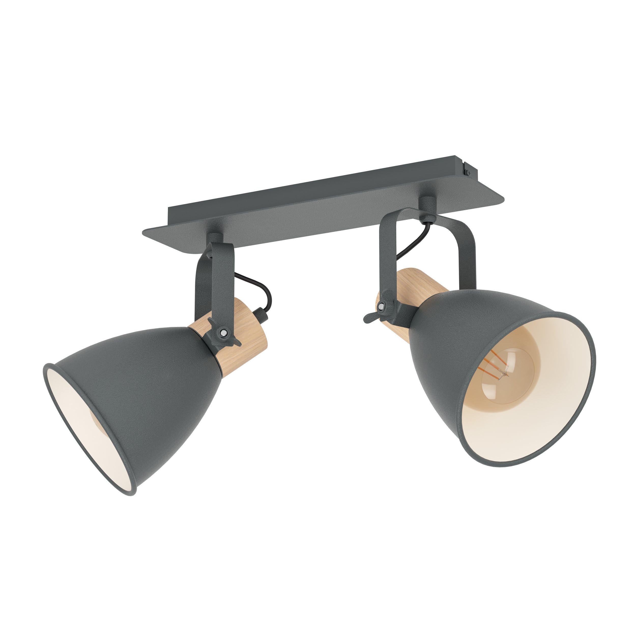 Eglo Anthracite Coswarth Twin E27 Spotlight In & Wood