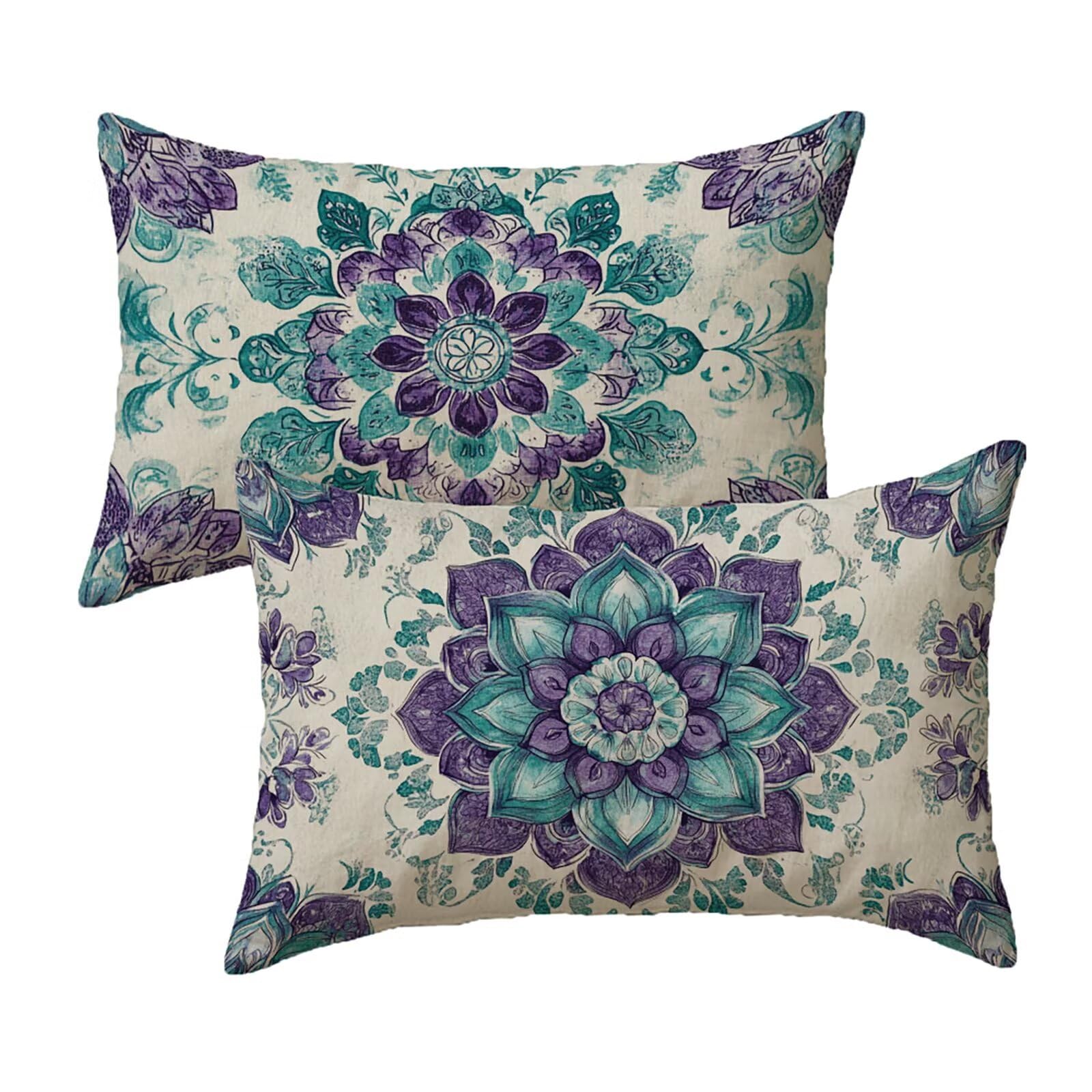 Housse coussin exterieur imperméable 40x70 velours double face imprimé pour jardin
