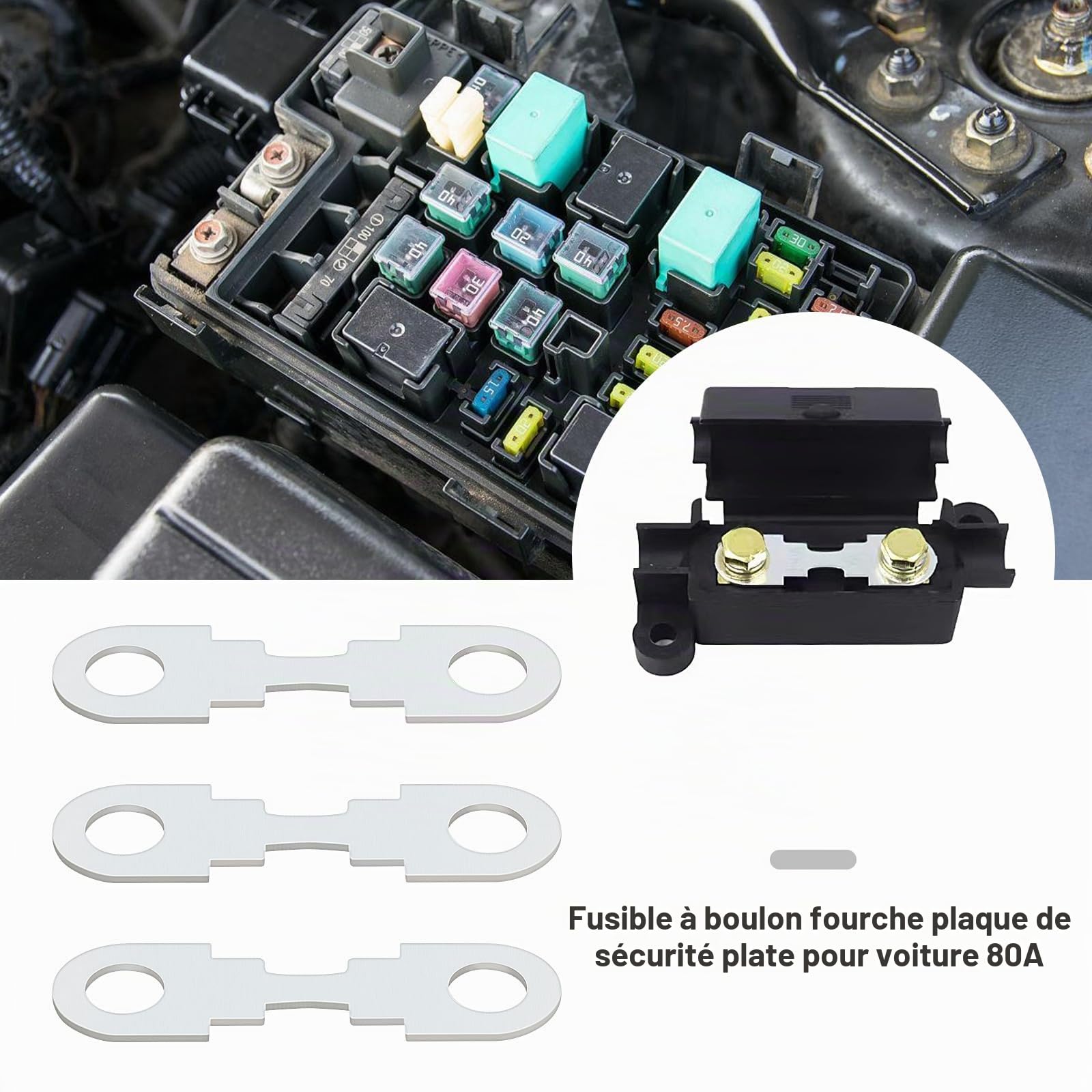 10pcs Bande de Fusible Plate Ton Argent en Alliage de Zinc Lame de Rechange Bande de Fusible DC 32V Compatible avec Opel Compatible avec VW (40A 50A 60A 80A 110A Chaque 2 Pièces)