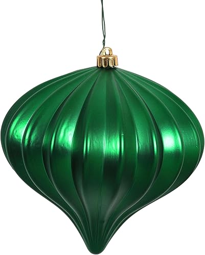 Vickerman Adorno de Navidad de cebolla verde mate de 5.7 pulgadas, tratamiento UV, juego de 3
