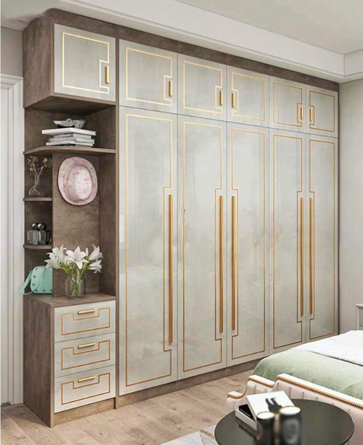 Solid Brass Cabinet Handles Kitchen Cupboard Handles Gold Drawer Handles Pulls,Modern Bathroom Dresser Door Bedroom Handles Furniture Handles Hardware,with Screws(Hole Center 285mm)
